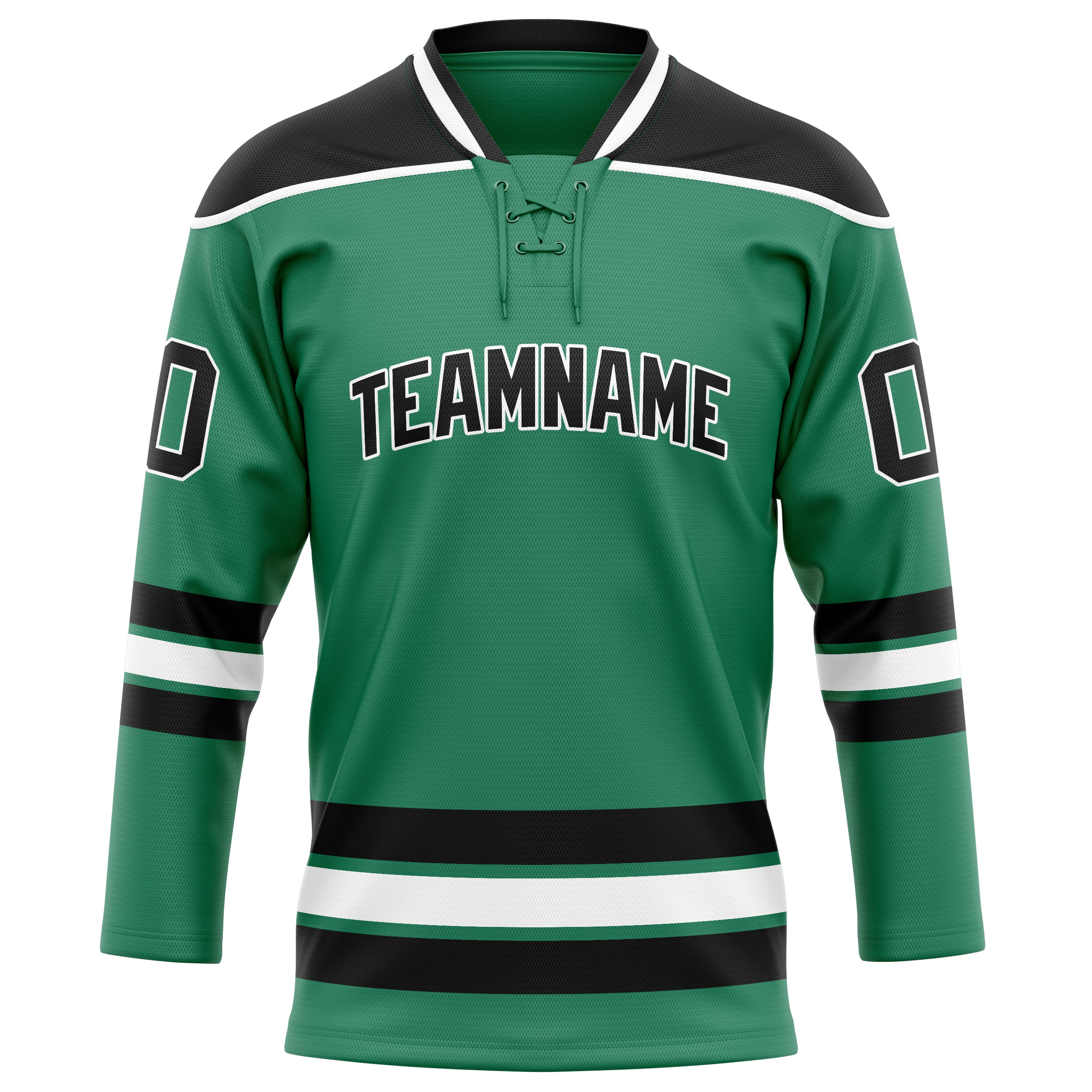 Custom Green Black Solid Colour Hockey Jersey