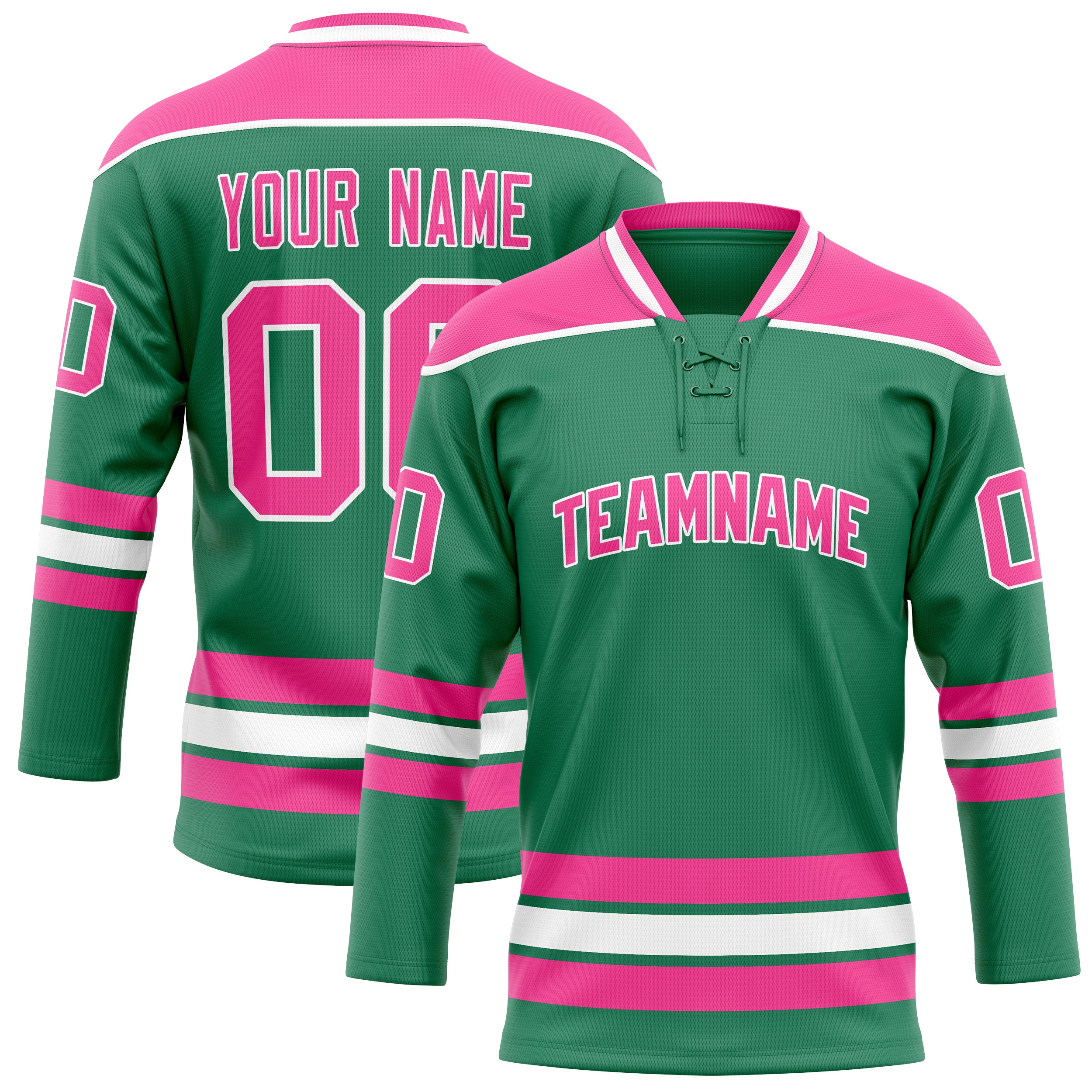 Custom Green Pink Solid Colour Hockey Jersey