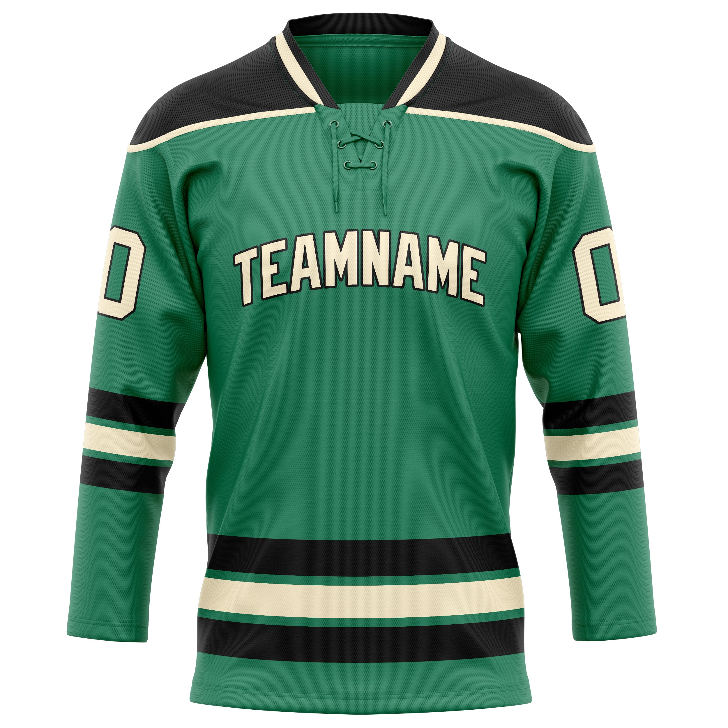 Custom Green Cream Solid Colour Hockey Jersey