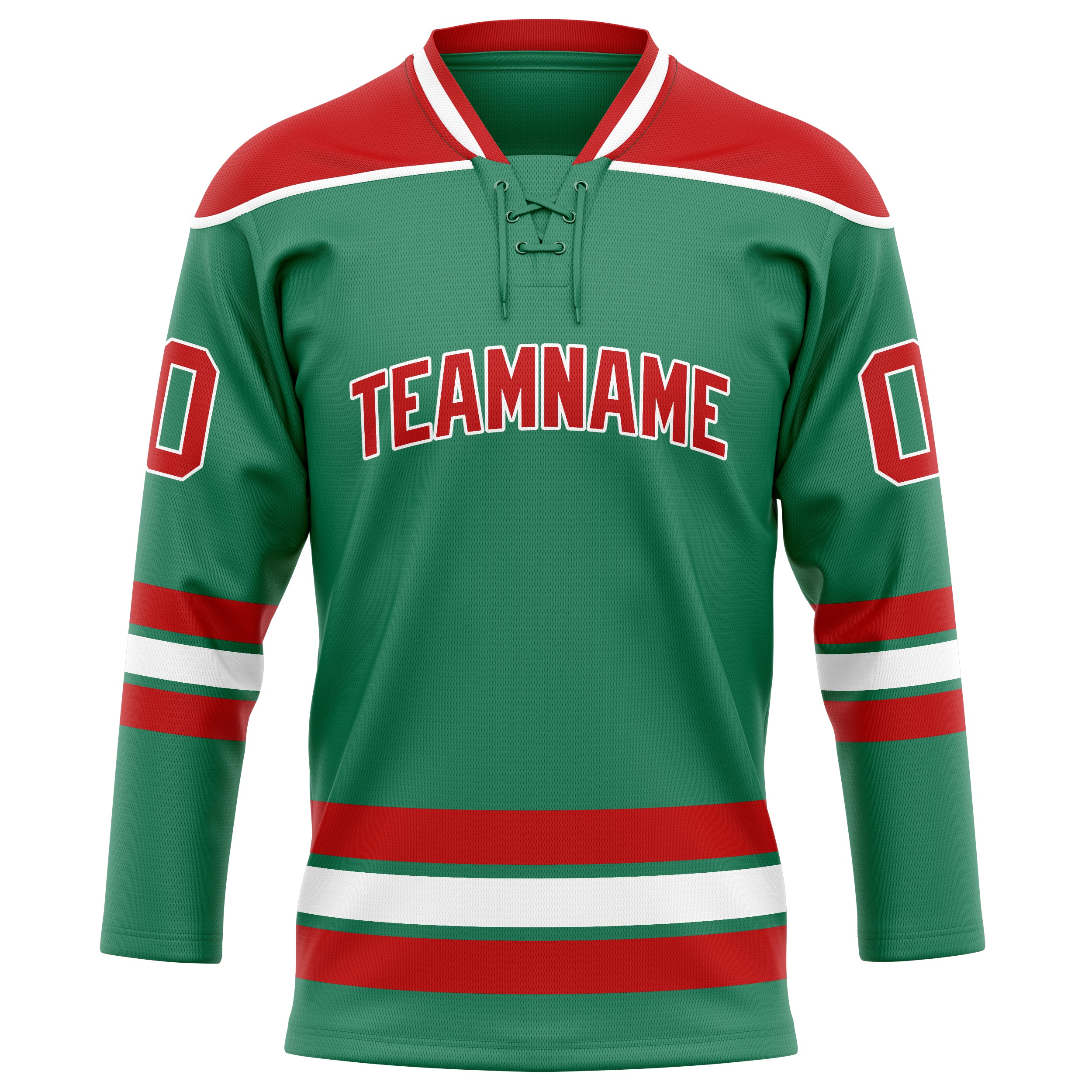 Custom Green Red Solid Colour Hockey Jersey