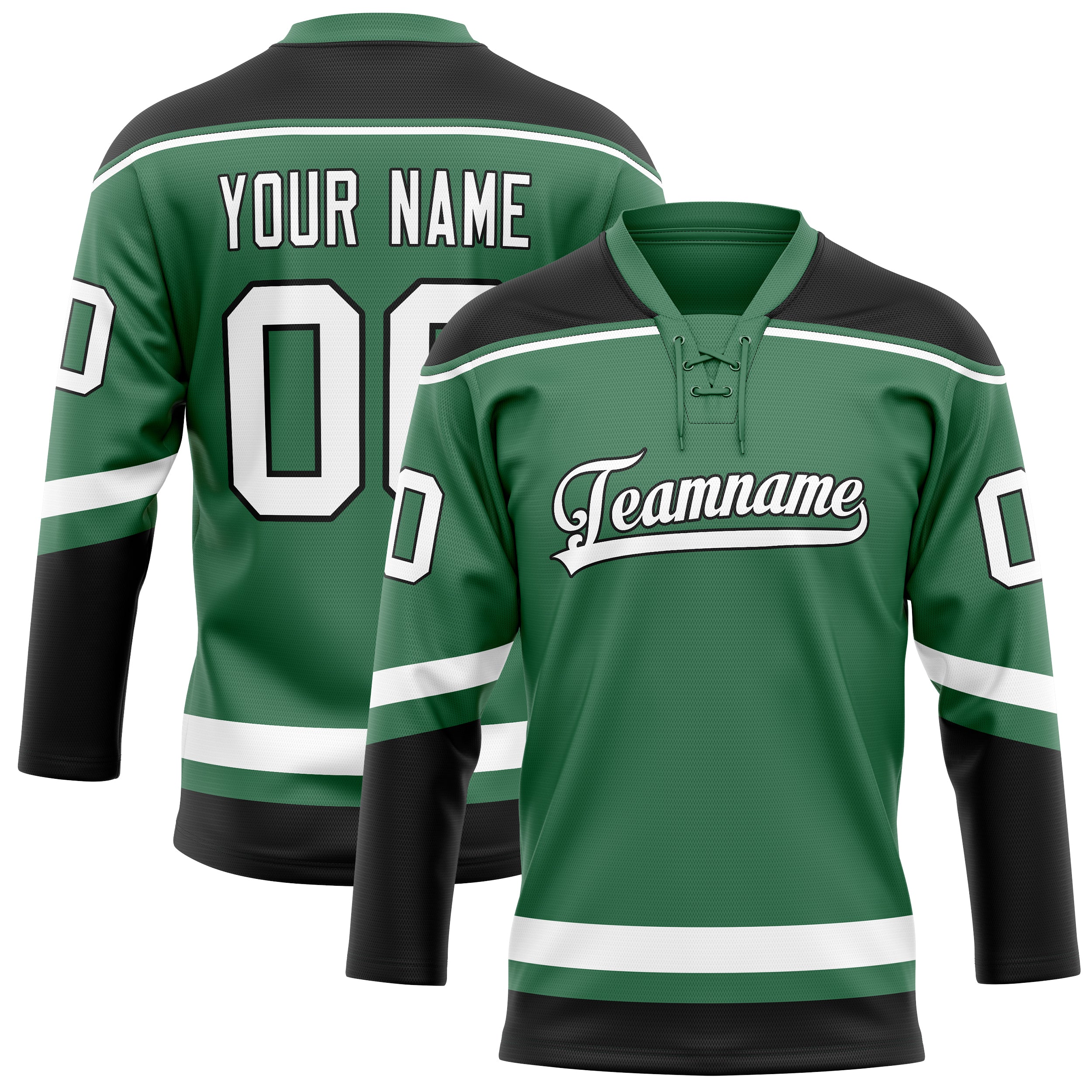 Custom Green Black Solid Colour Hockey Jersey