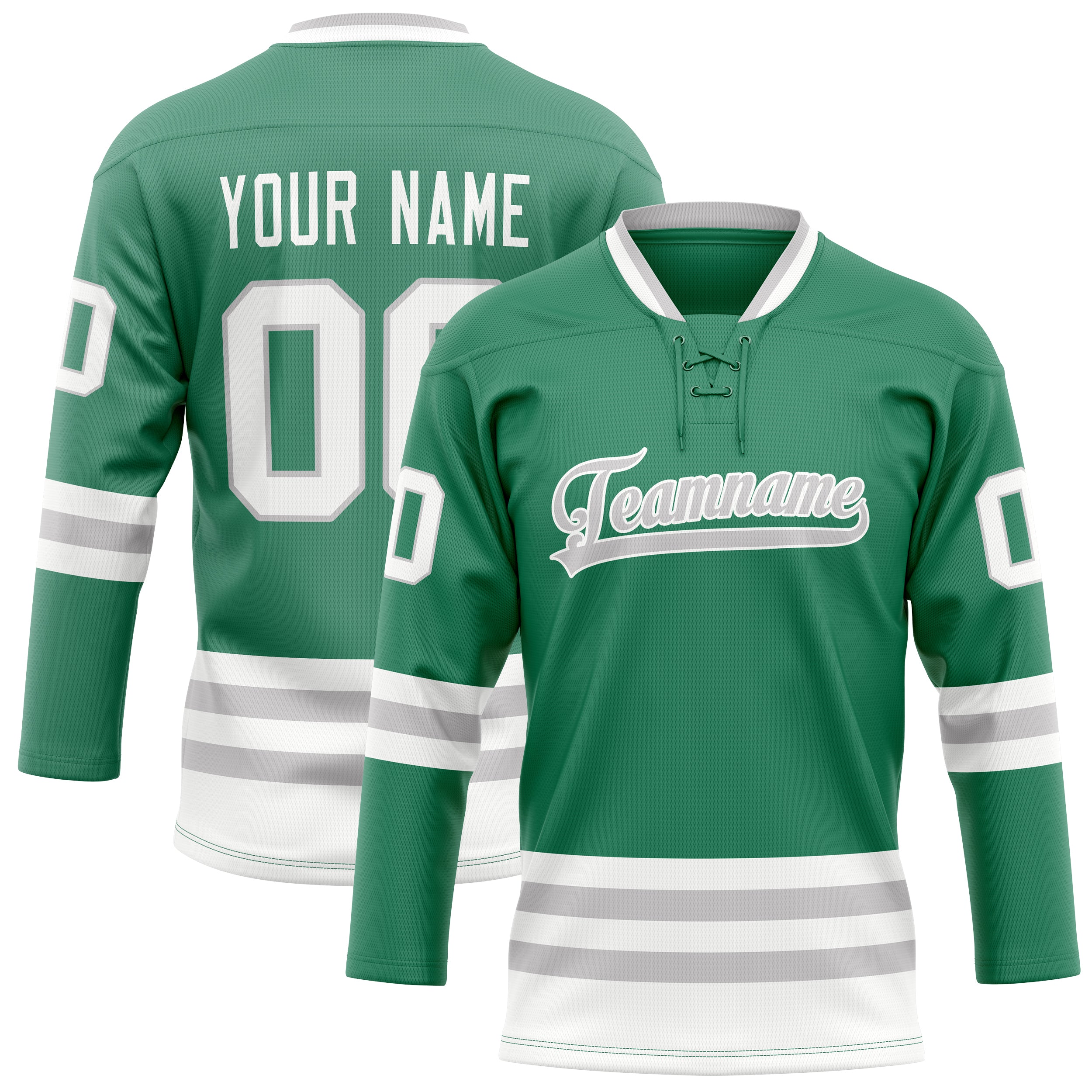 Custom Green Gray Solid Colour Hockey Jersey
