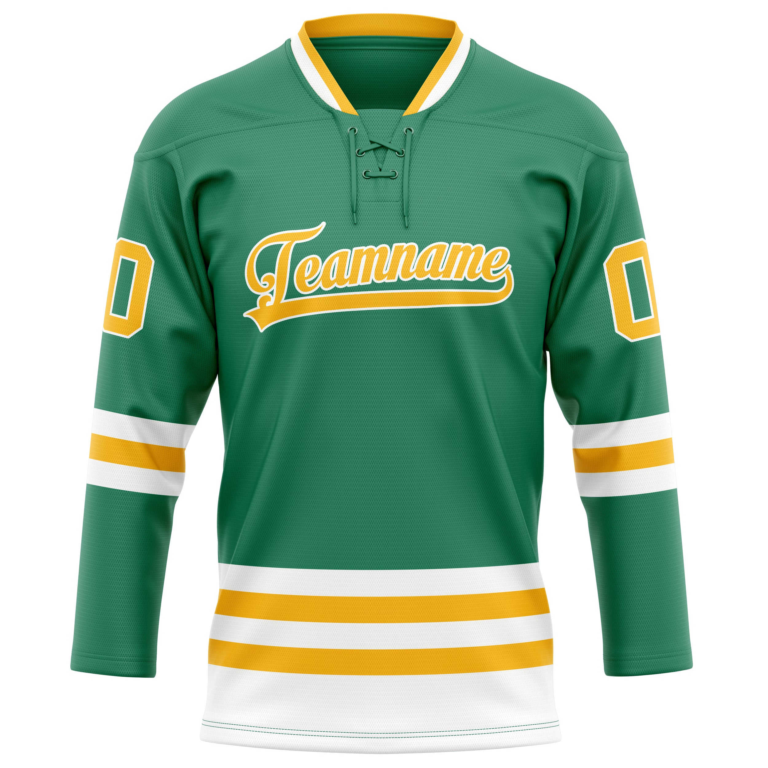 Custom Green Gold Solid Colour Hockey Jersey