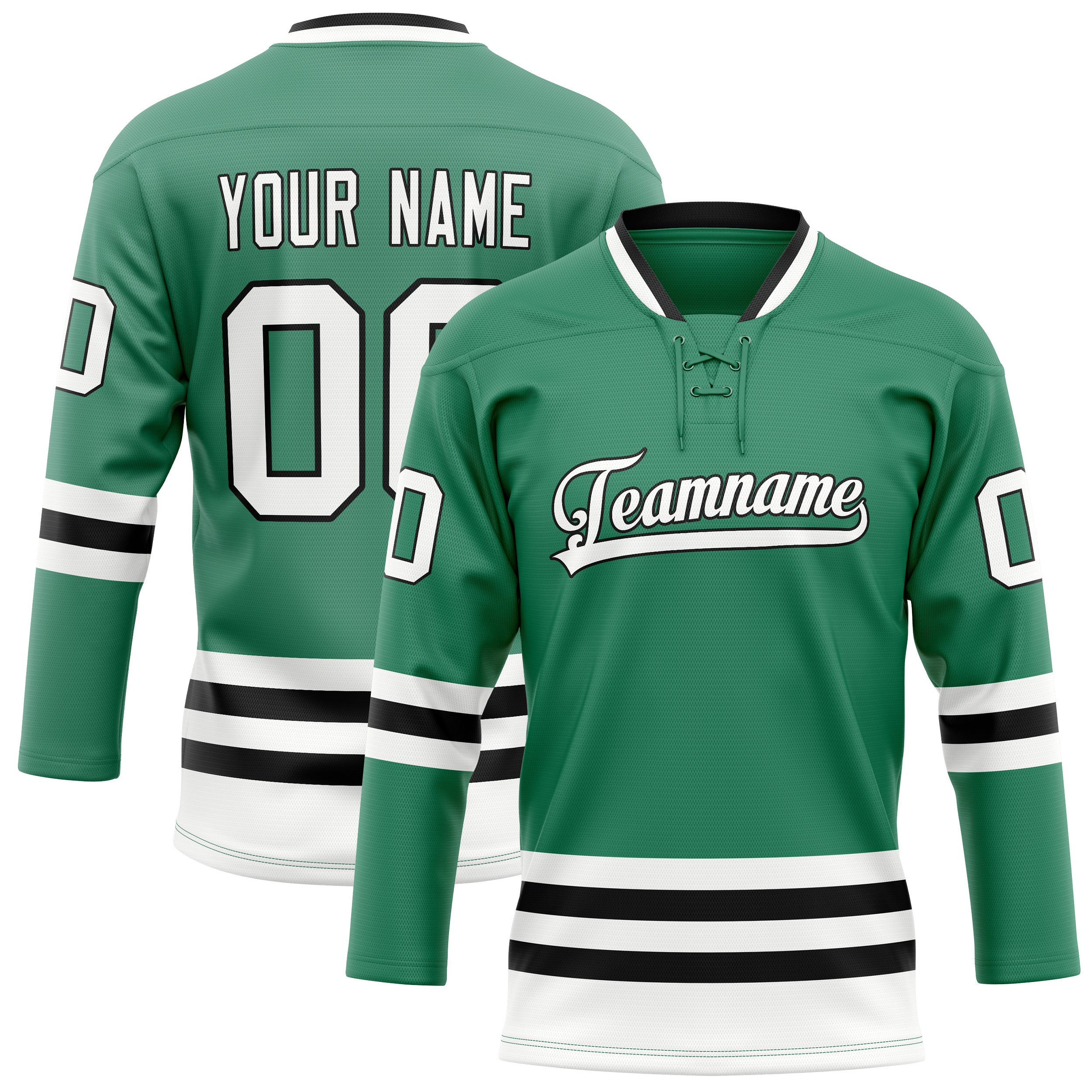 Custom Green White Solid Colour Hockey Jersey