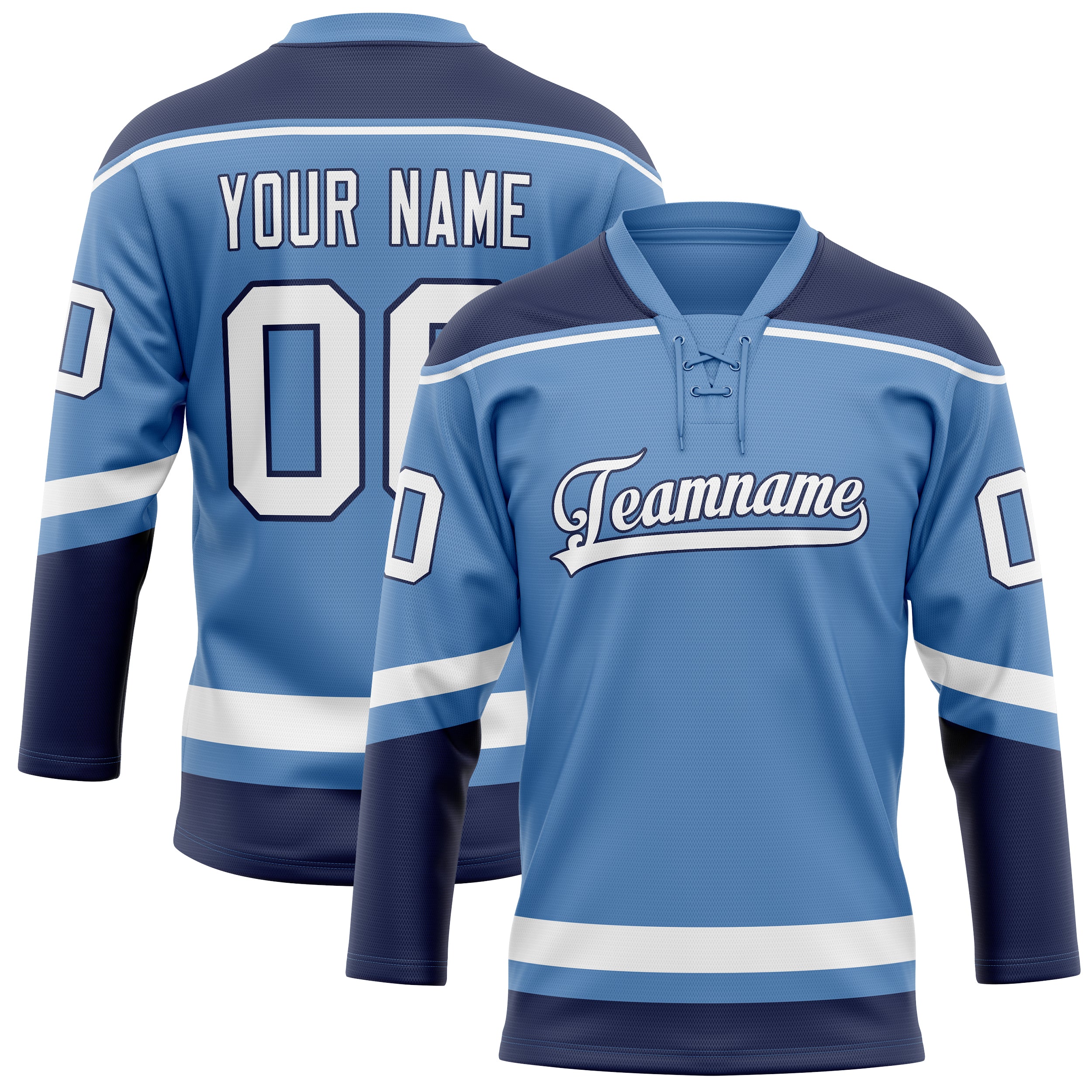 Custom Light Blue Navy Solid Colour Hockey Jersey