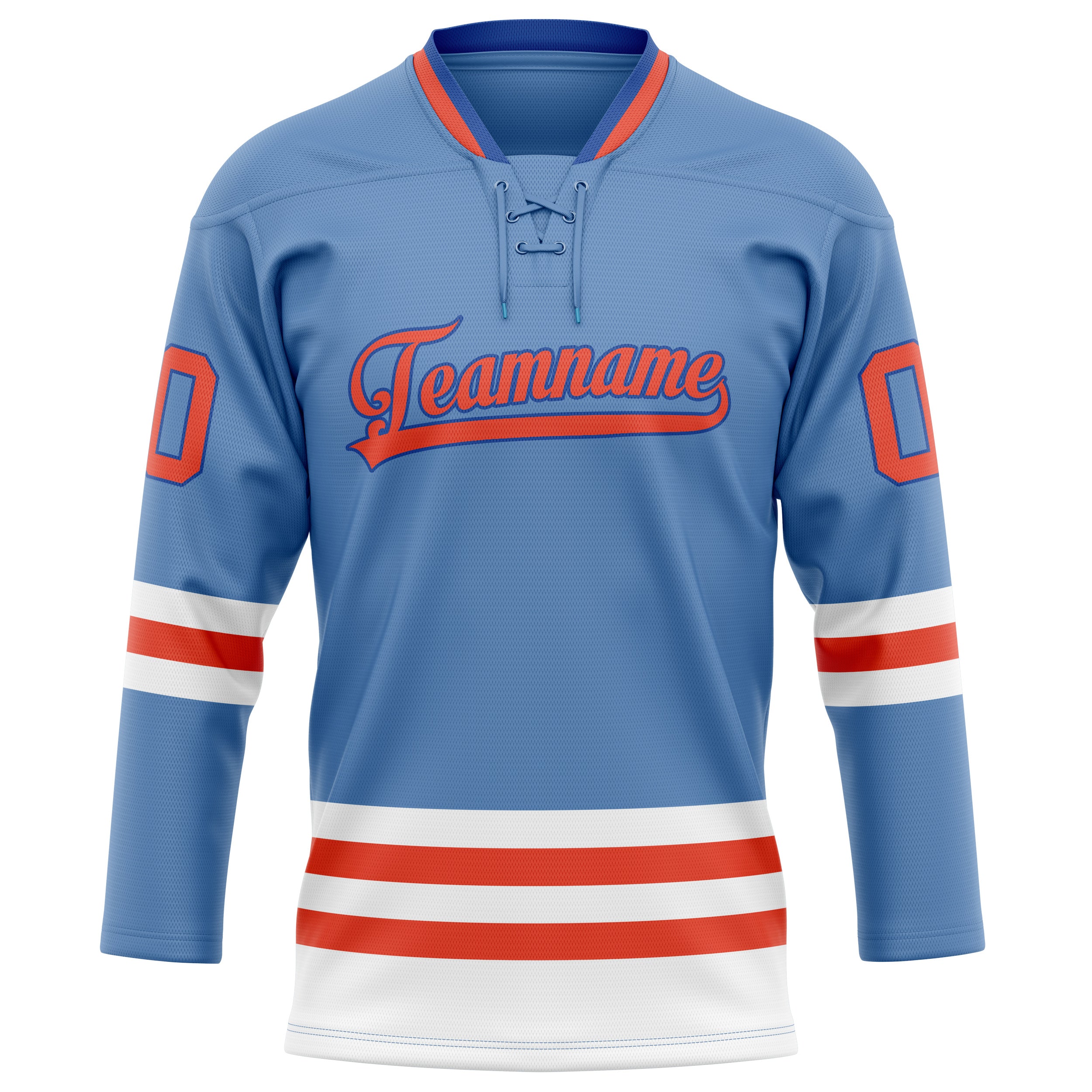 Custom Light Blue Red Solid Colour Hockey Jersey