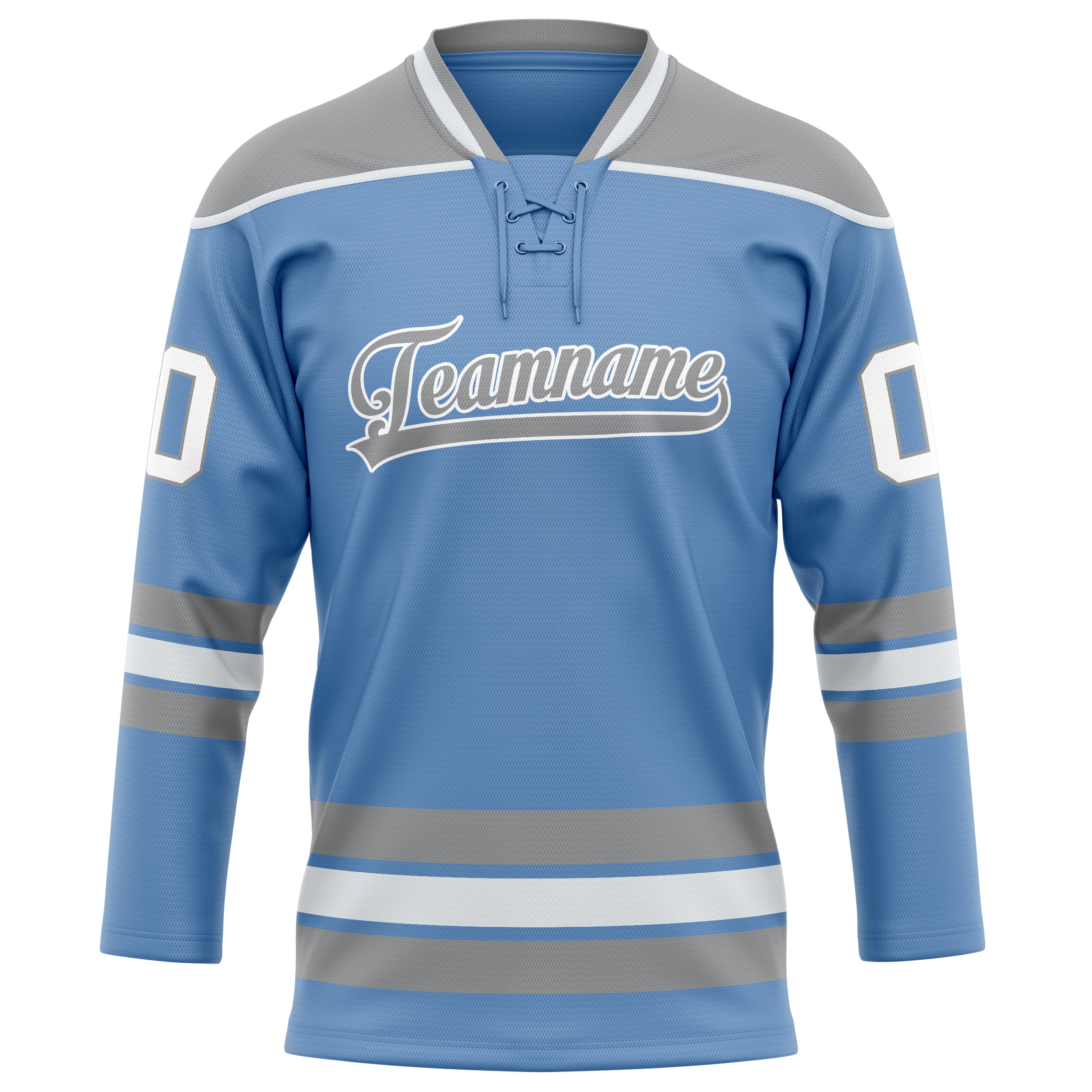 Custom Light Blue Gray Solid Colour Hockey Jersey
