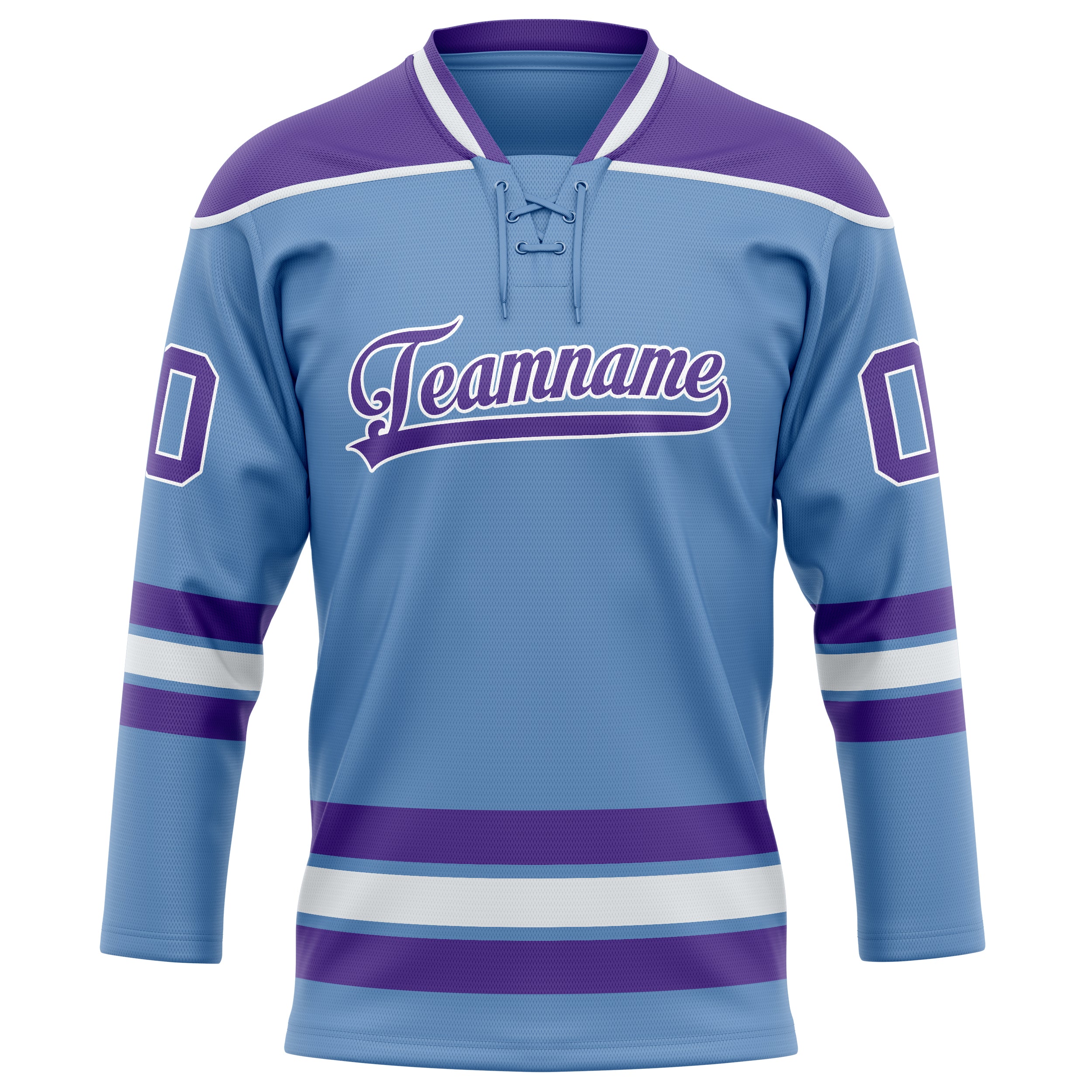 Custom Light Blue Purple Solid Colour Hockey Jersey
