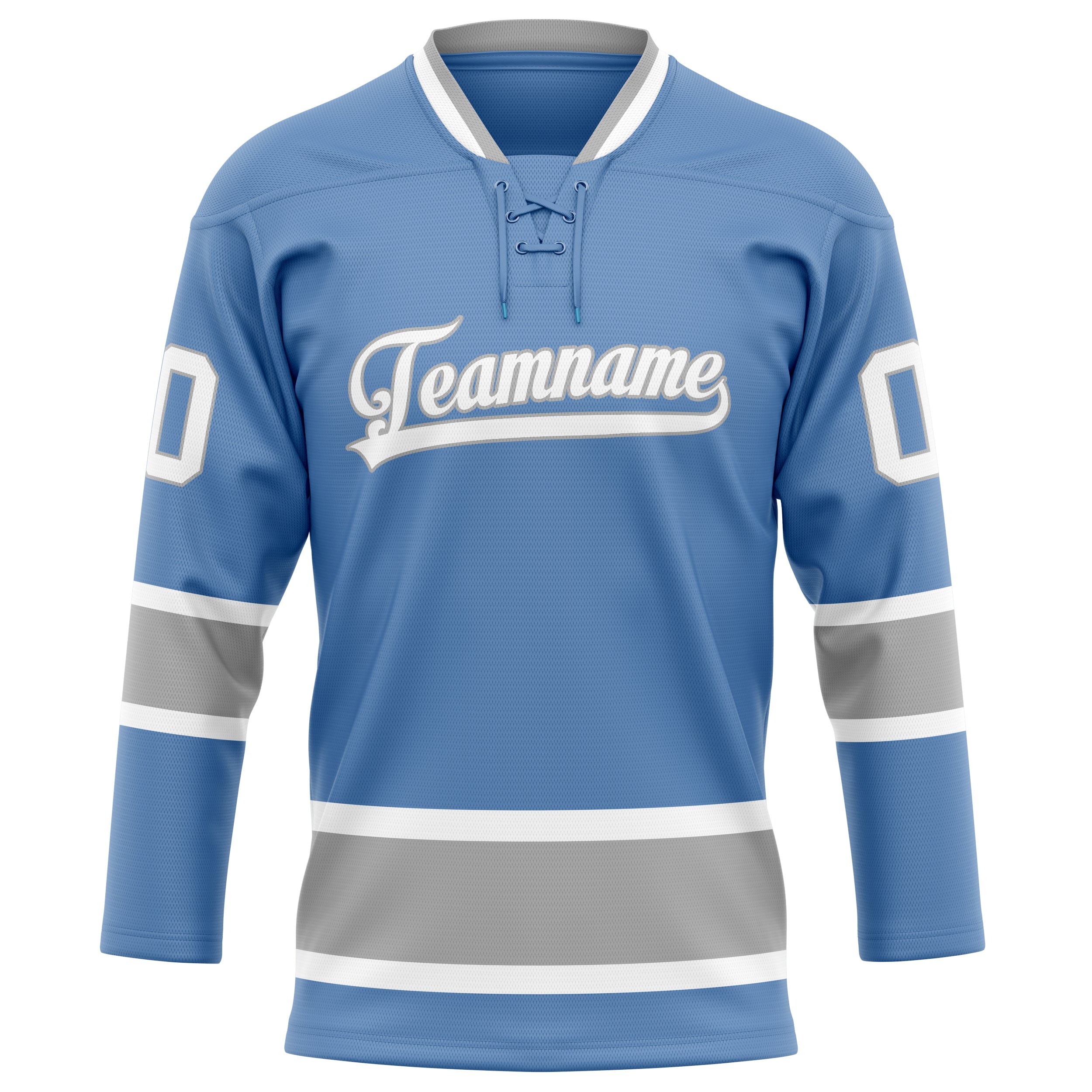Custom Light Blue Gray Solid Colour Hockey Jersey