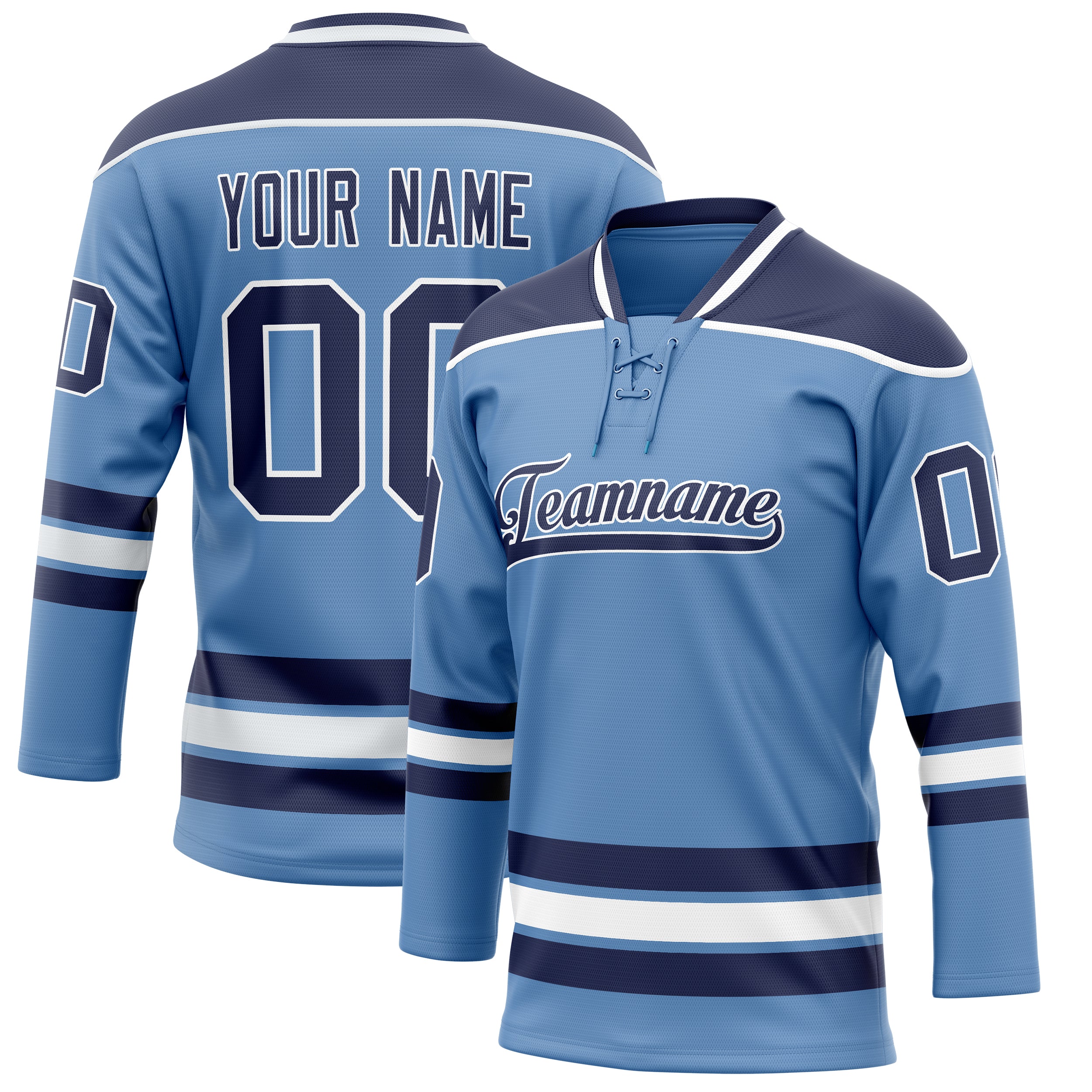 Custom Light Blue Navy Solid Colour Hockey Jersey