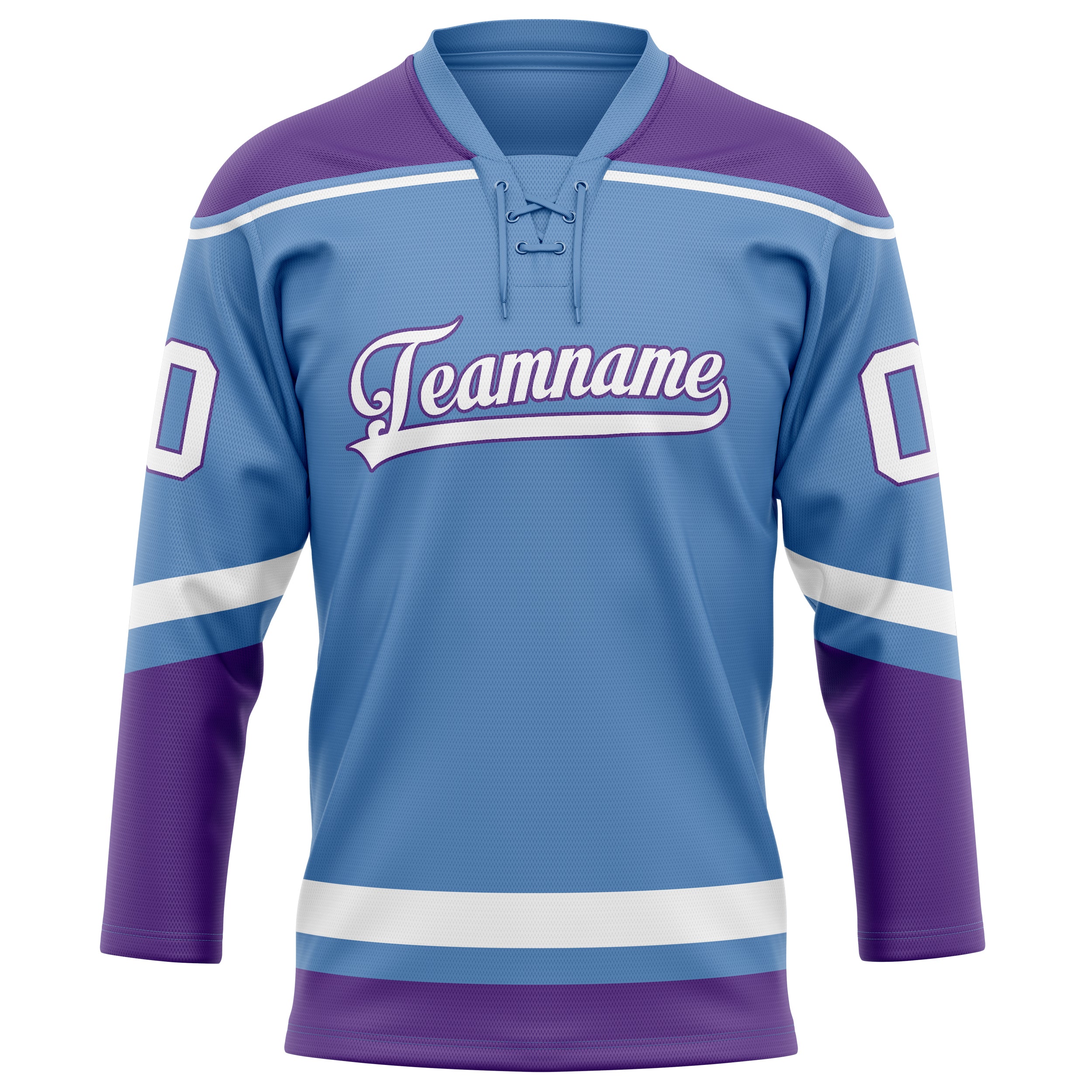 Custom Light Blue Purple Solid Colour Hockey Jersey