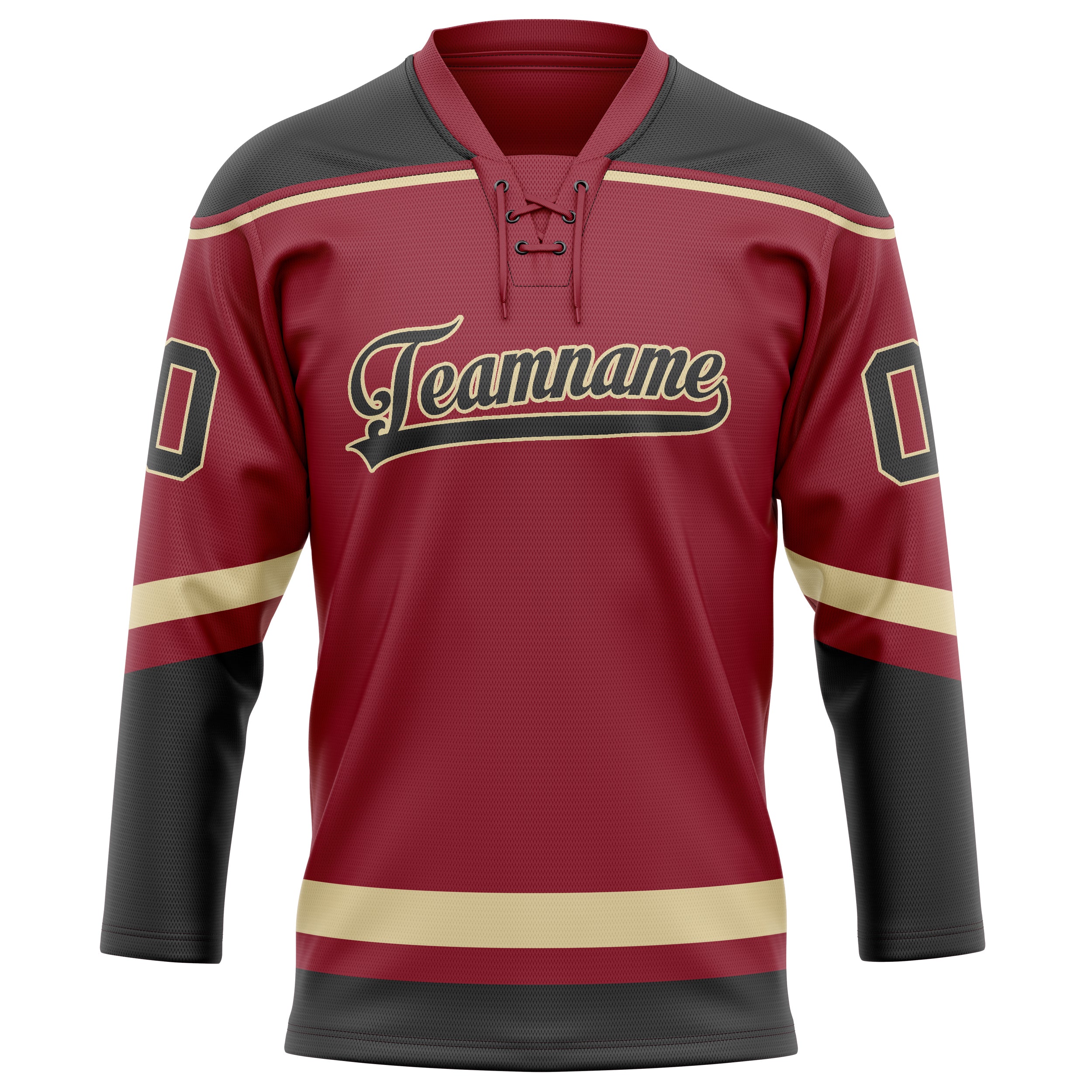 Custom Maroon Black Solid Colour Hockey Jersey