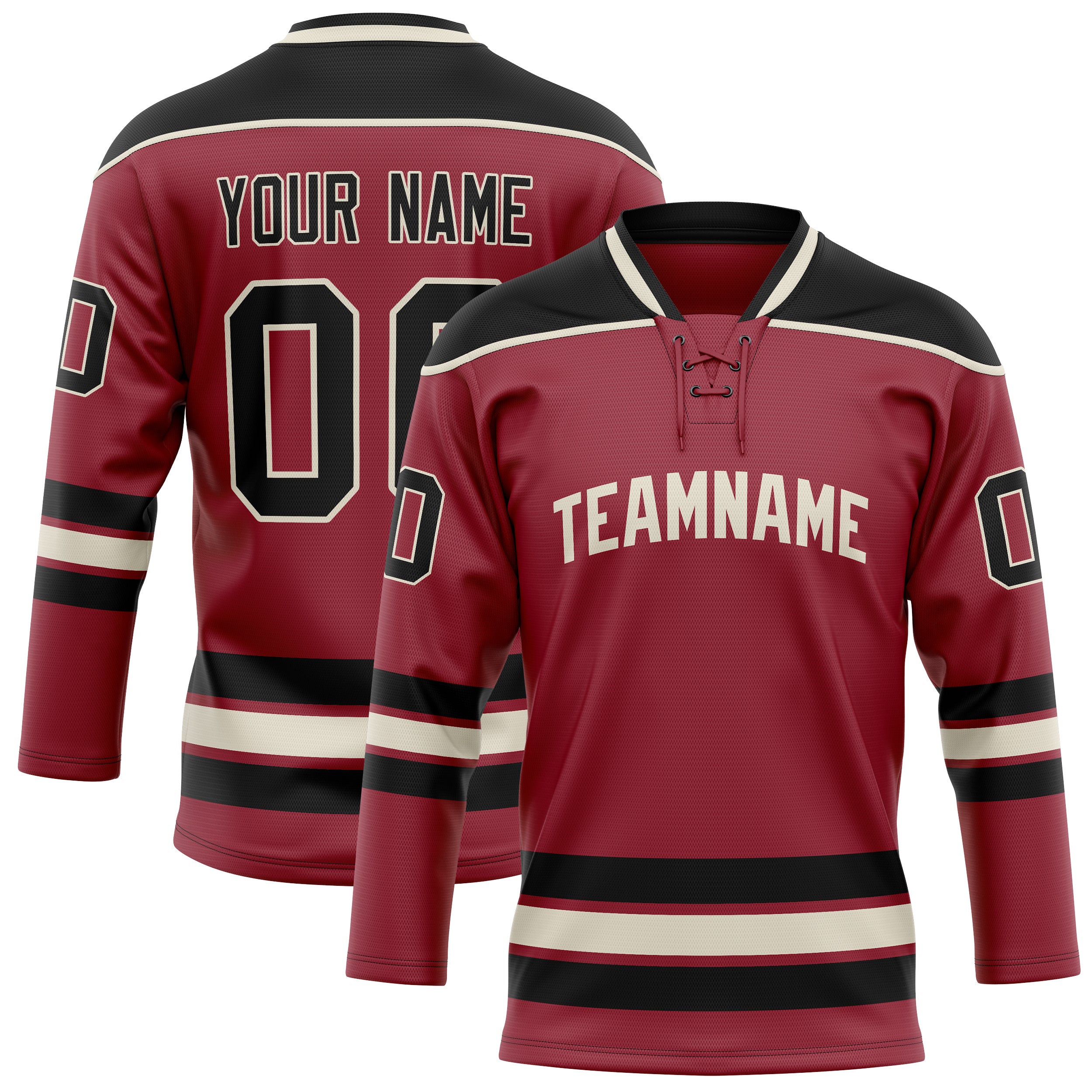 Custom Maroon Black Solid Colour Hockey Jersey