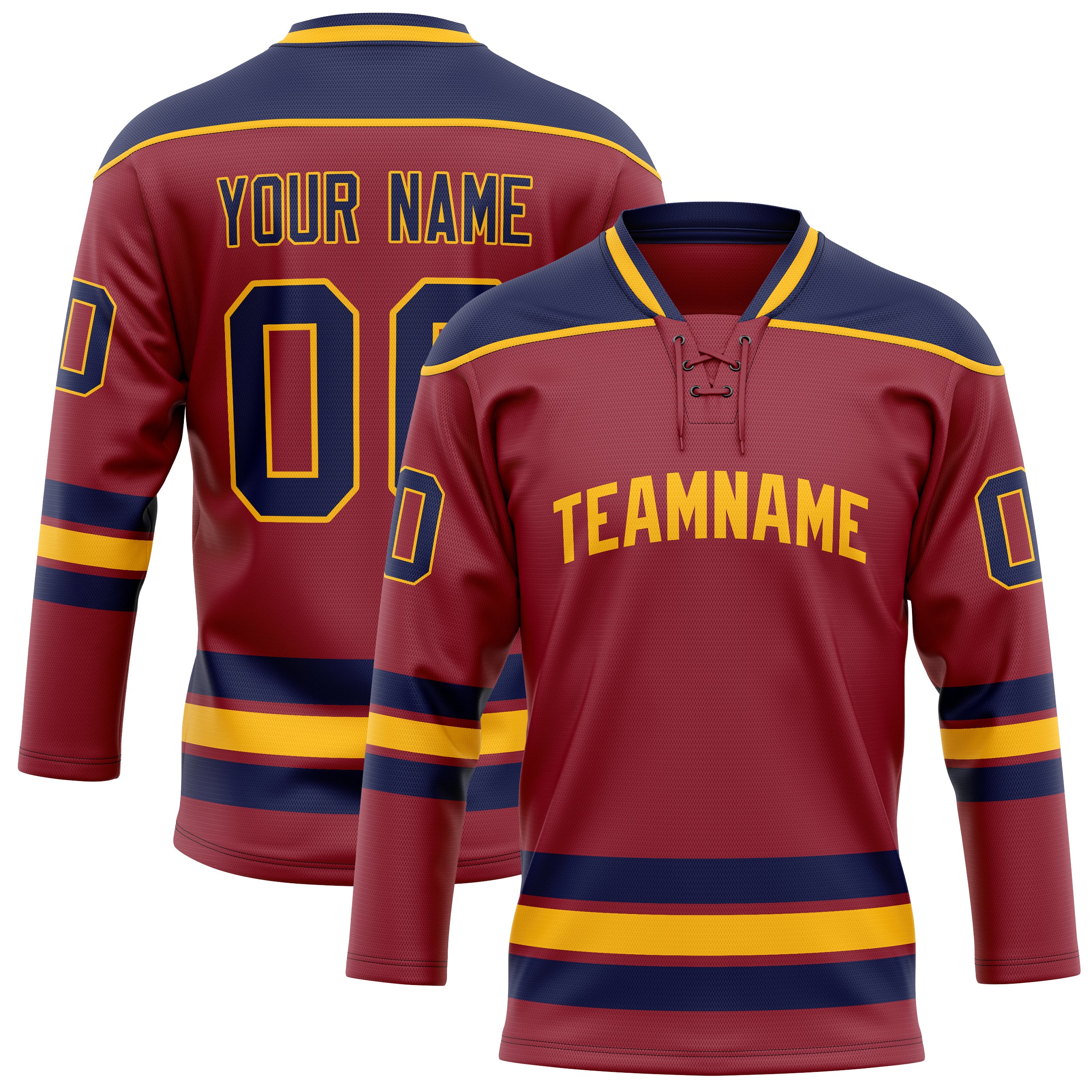 Custom Maroon Navy Solid Colour Hockey Jersey