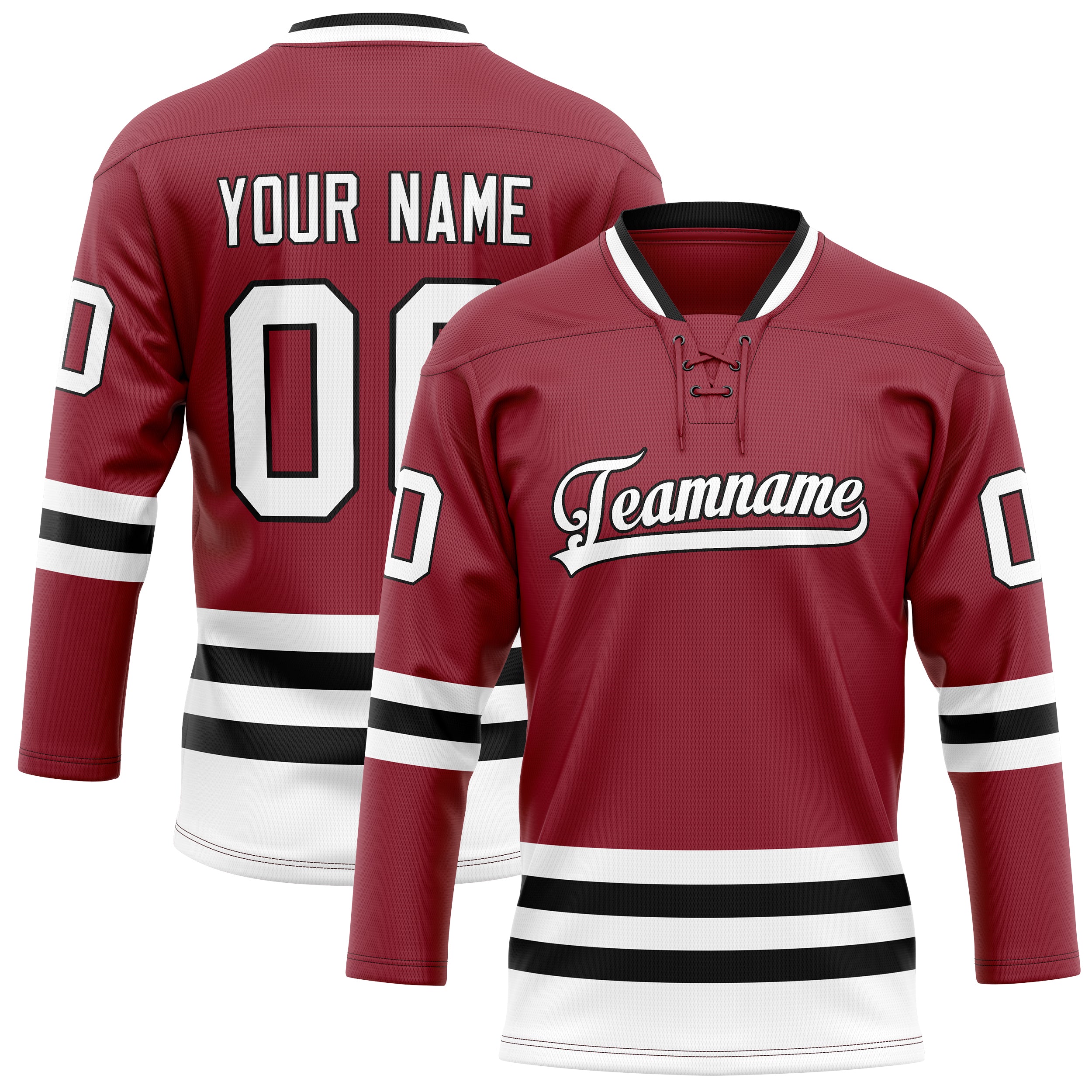 Custom Maroon Black Solid Colour Hockey Jersey
