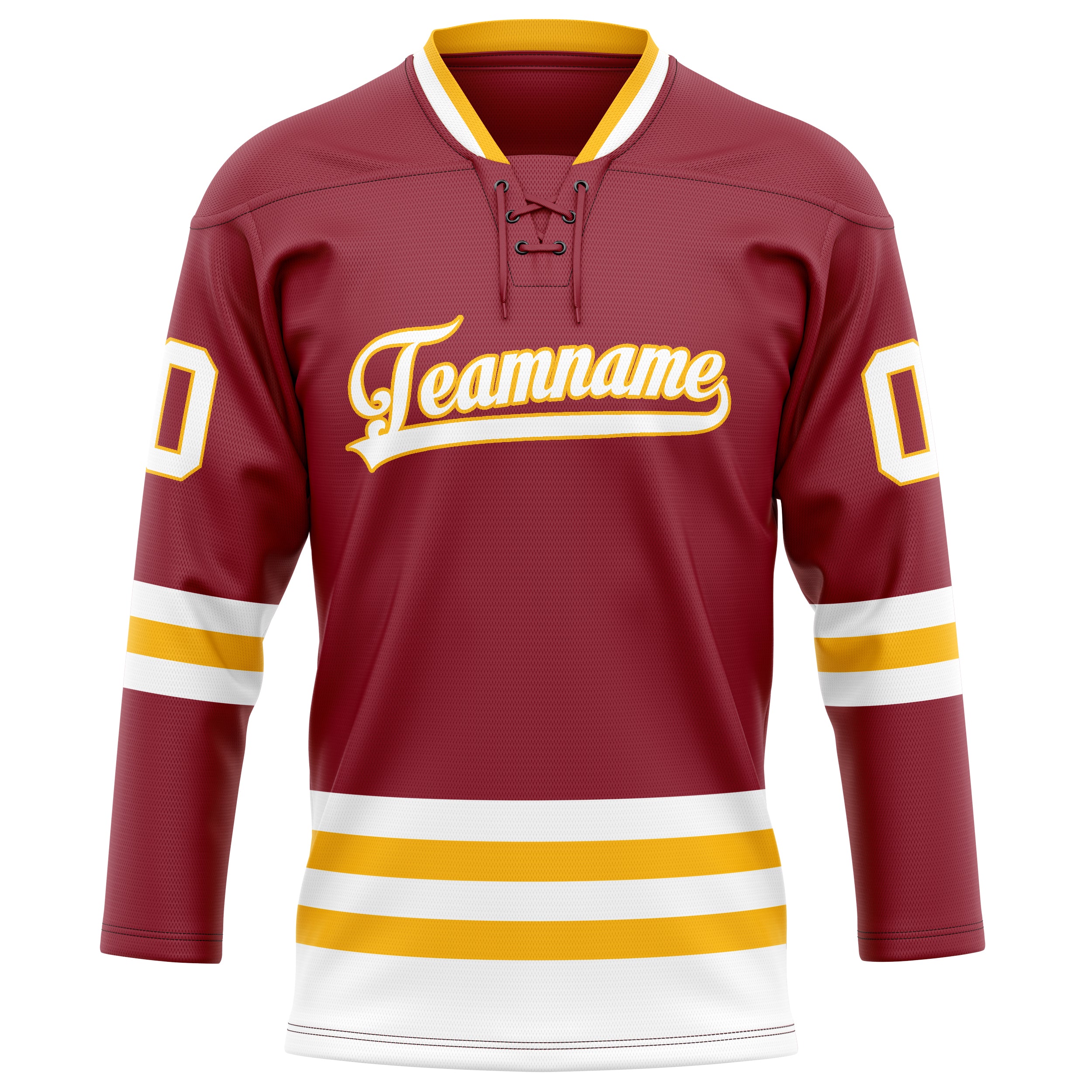 Custom Maroon Gold Solid Colour Hockey Jersey