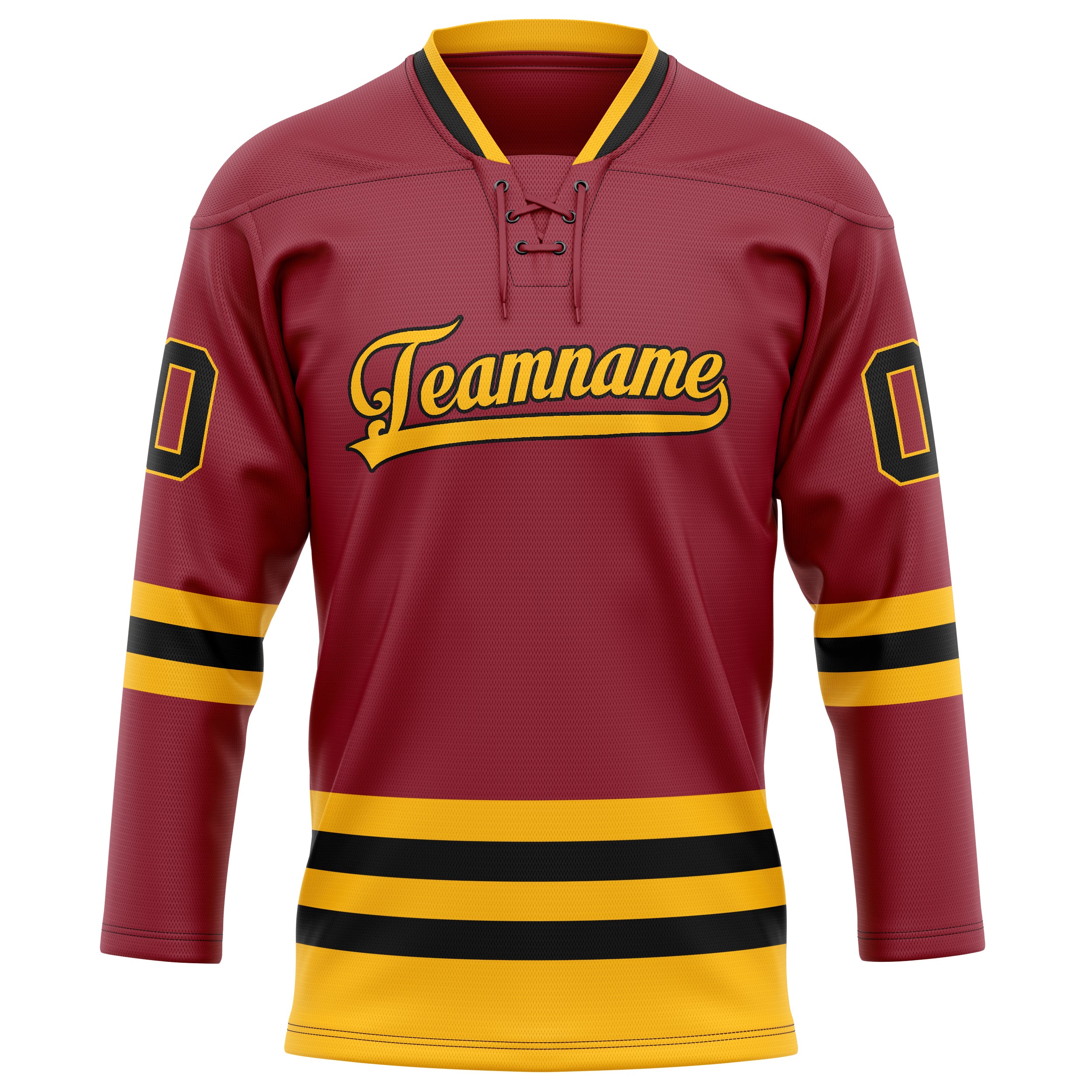 Custom Maroon Gold Solid Colour Hockey Jersey