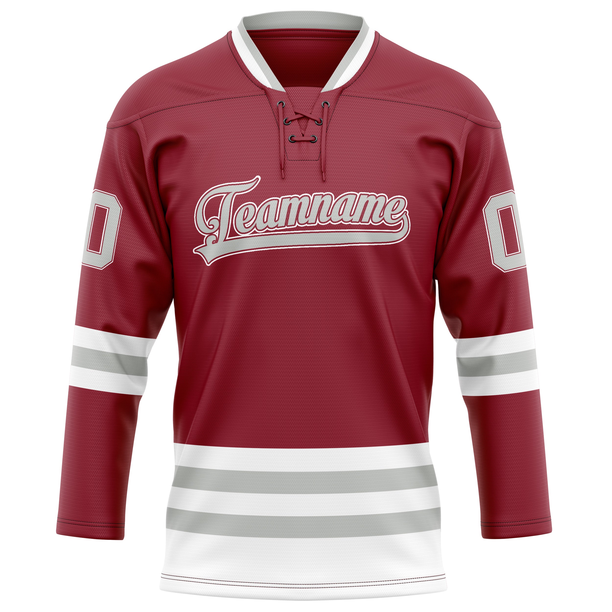 Custom Maroon Gray Solid Colour Hockey Jersey