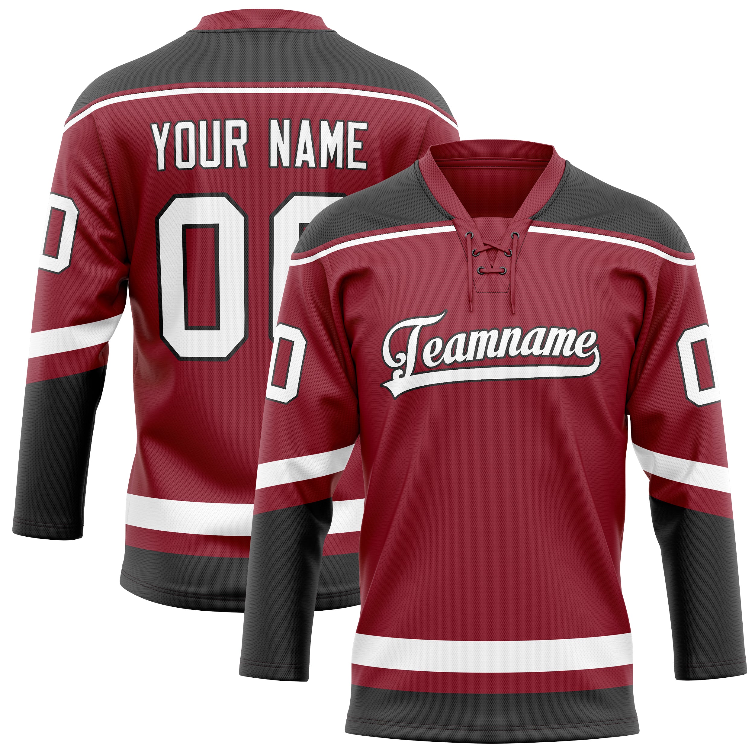 Custom Maroon Black Solid Colour Hockey Jersey
