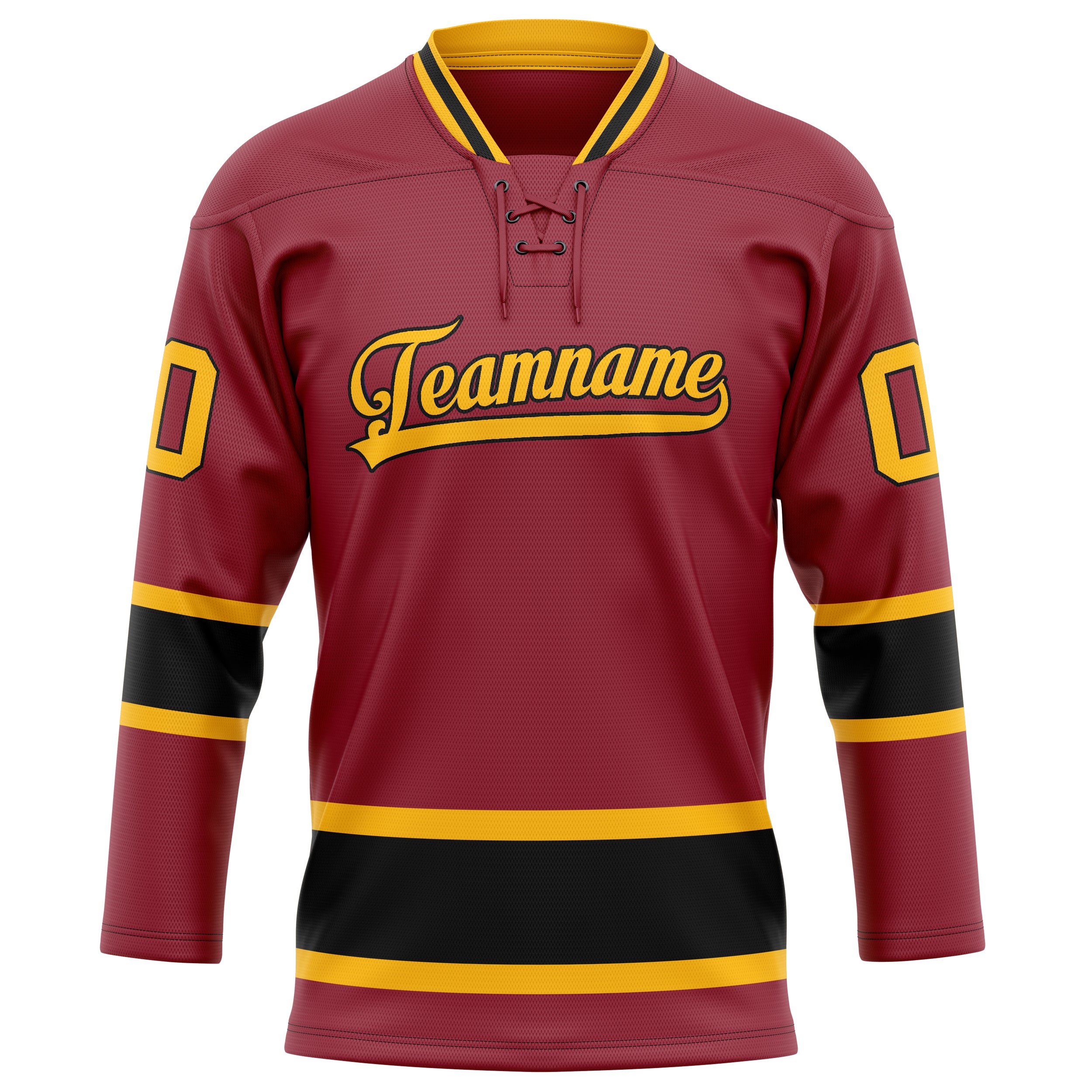 Custom Maroon Gold Solid Colour Hockey Jersey