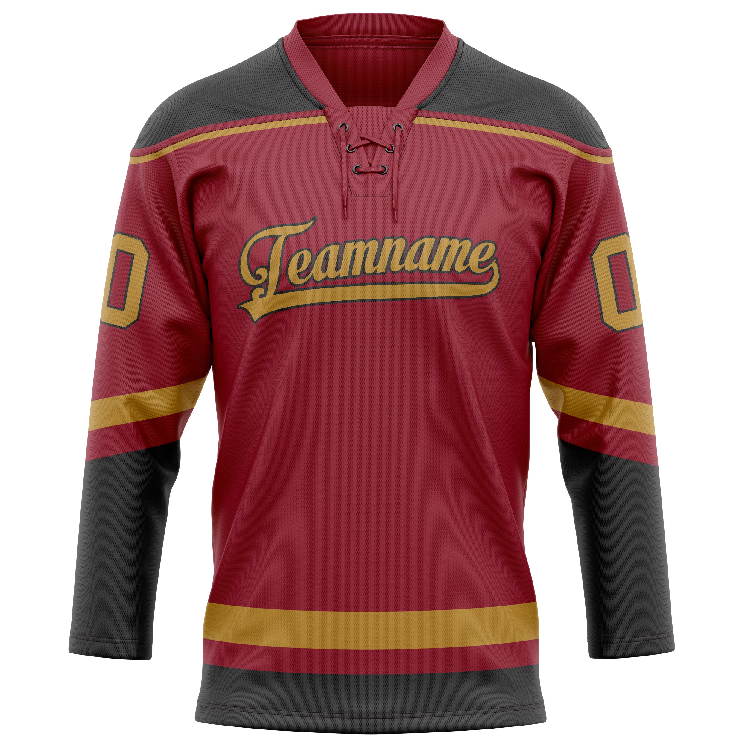 Custom Maroon Old Gold Solid Colour Hockey Jersey