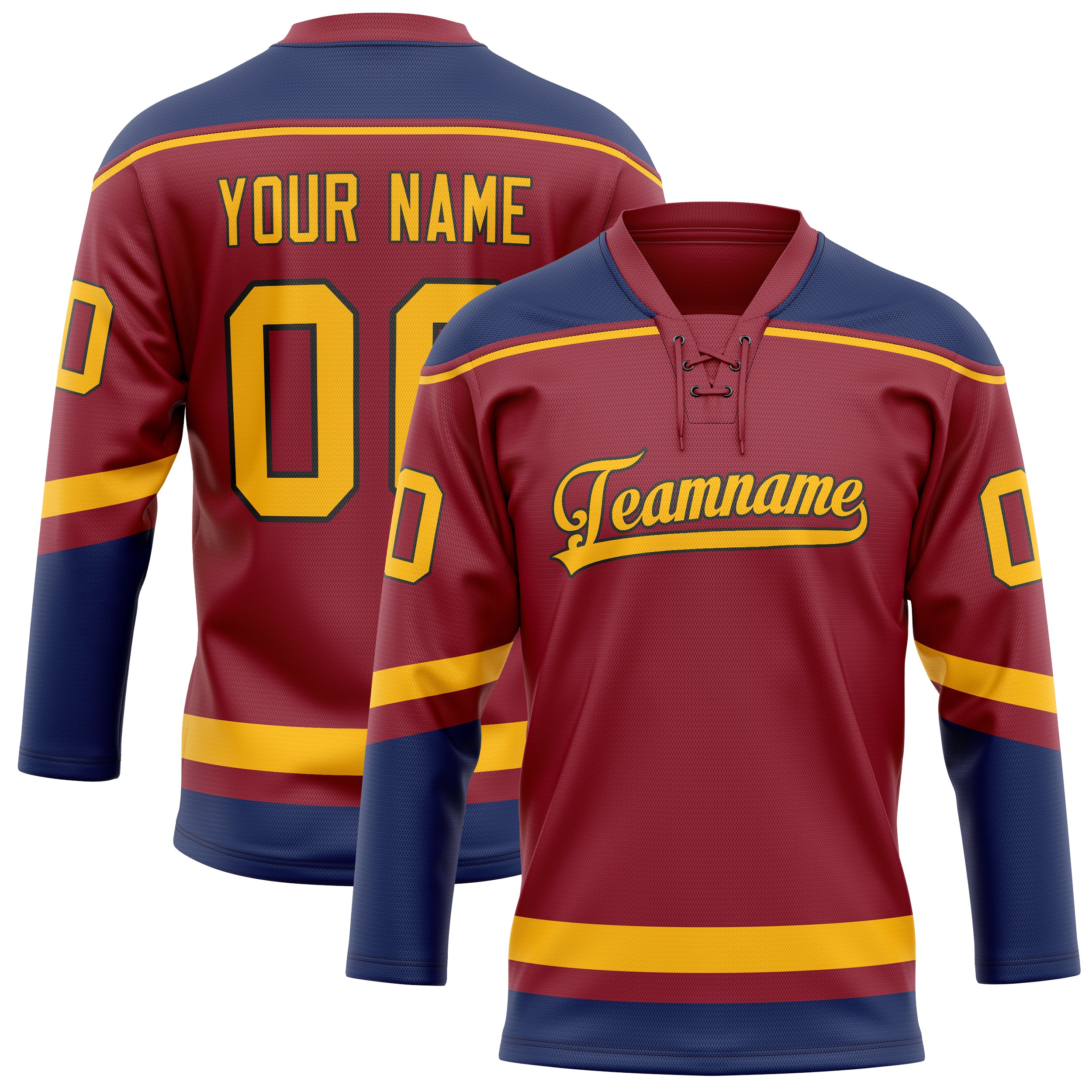 Custom Maroon Navy Solid Colour Hockey Jersey