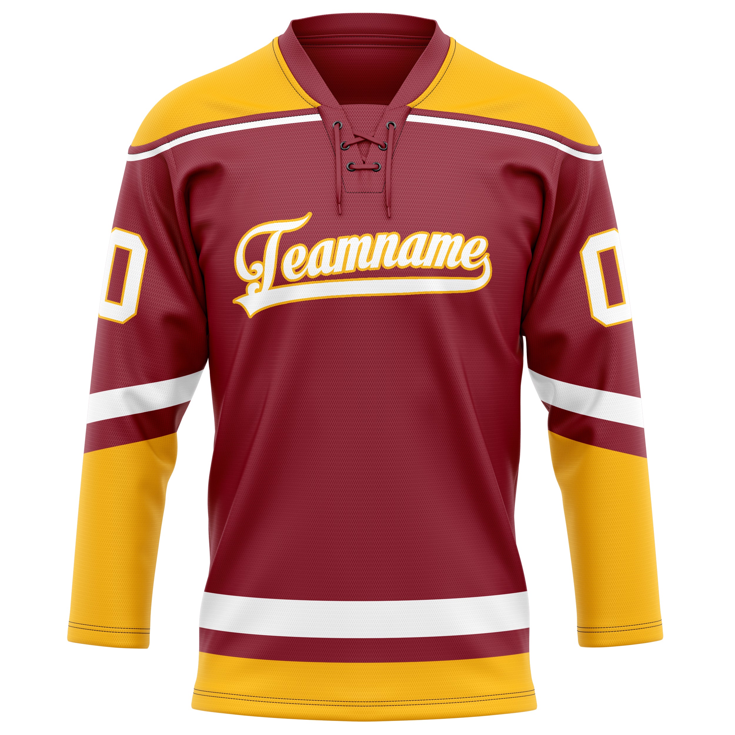 Custom Maroon Gold Solid Colour Hockey Jersey