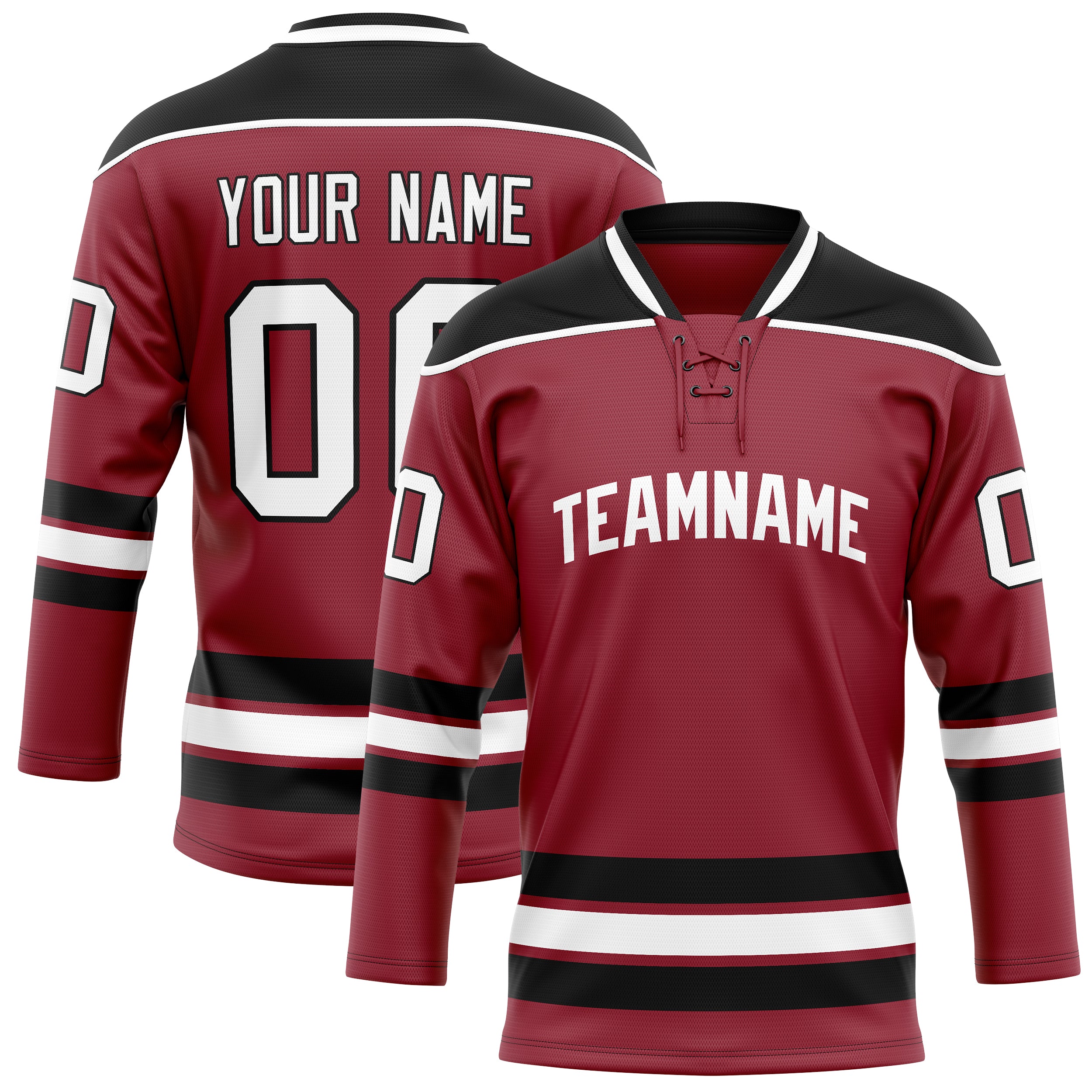 Custom Maroon Black Solid Colour Hockey Jersey