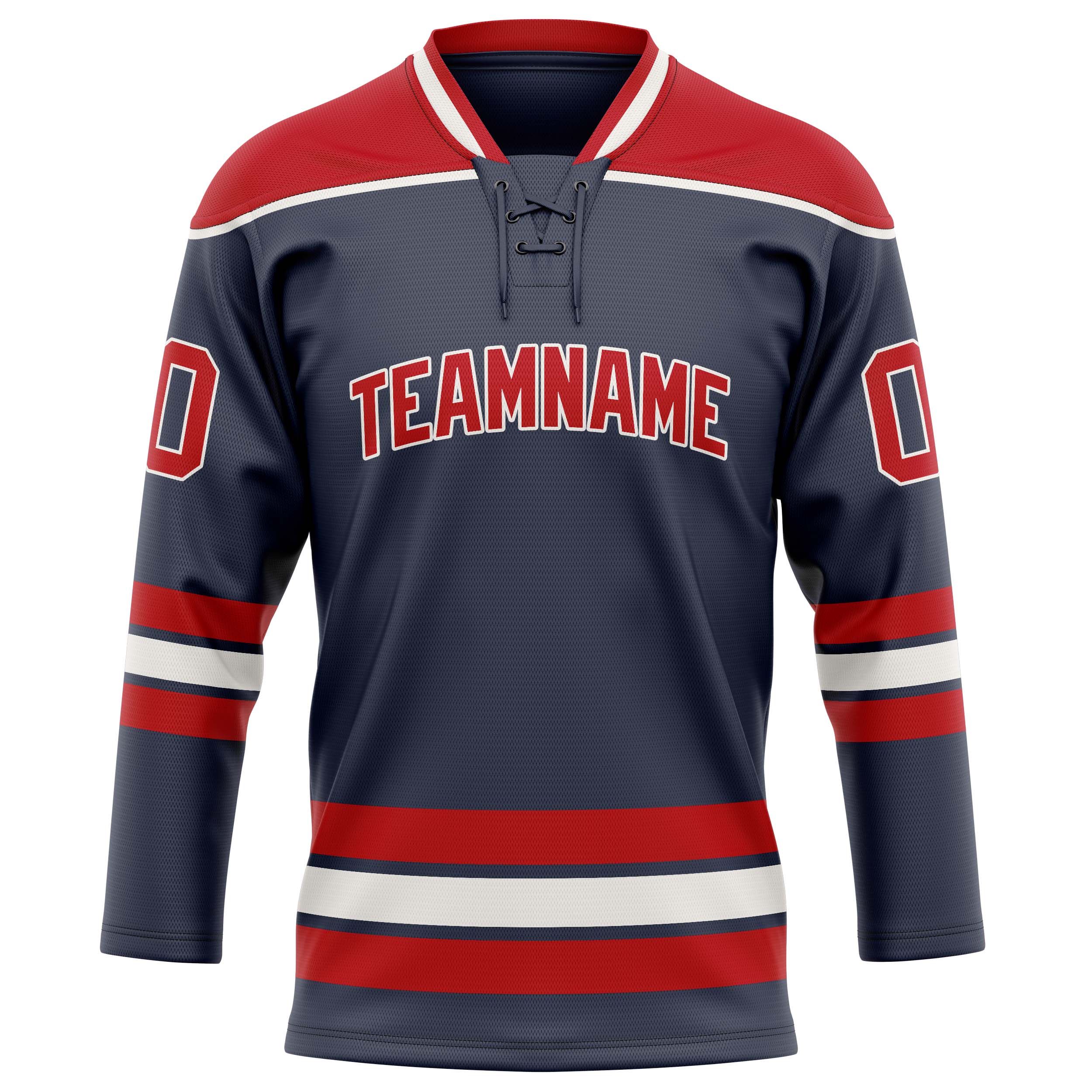 Custom Navy Red Solid Colour Hockey Jersey