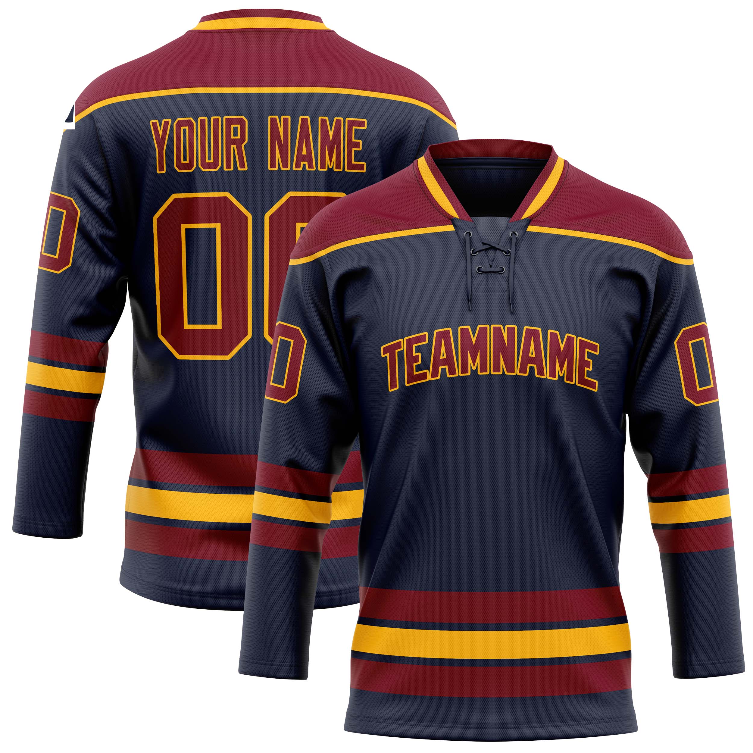 Custom Navy Maroon Solid Colour Hockey Jersey