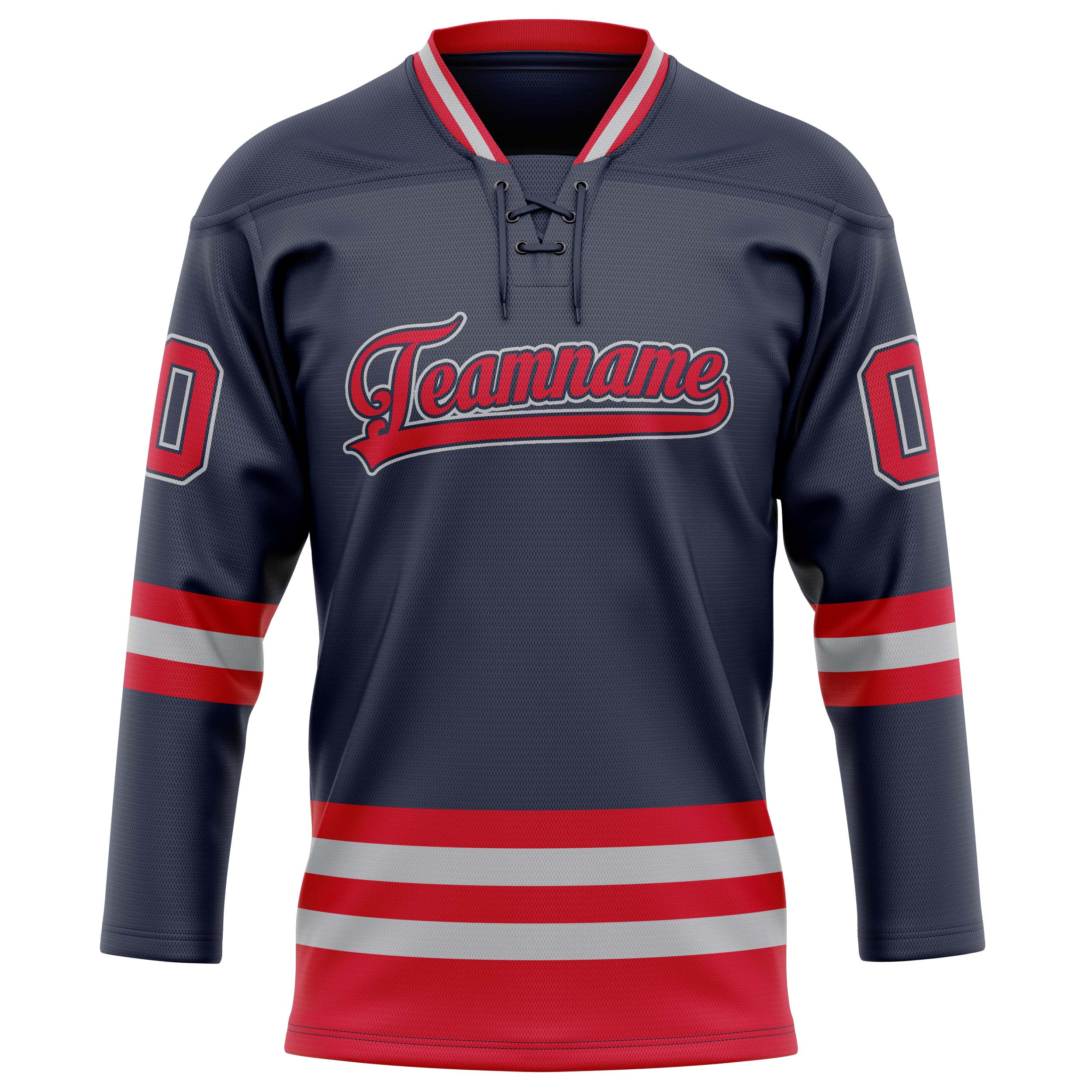 Custom Navy Red Solid Colour Hockey Jersey