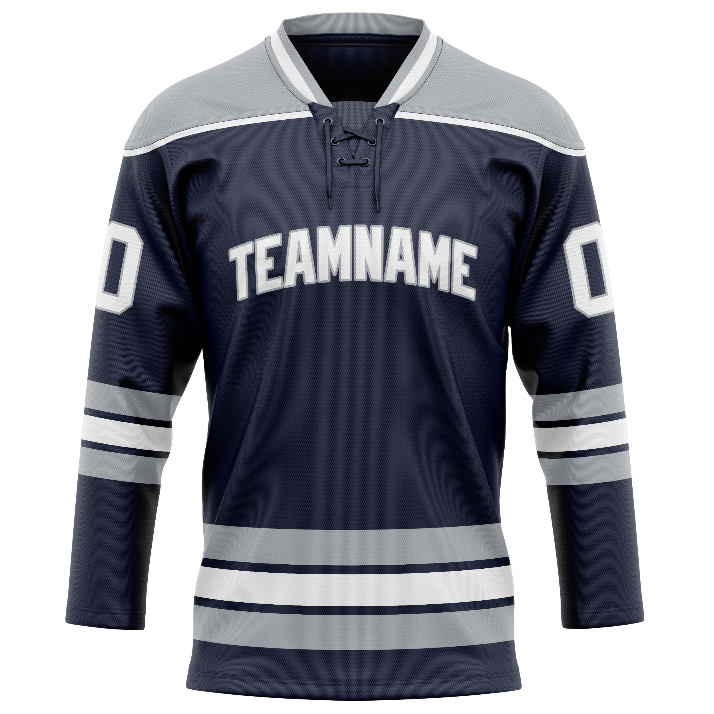 Custom Navy Gray Solid Colour Hockey Jersey