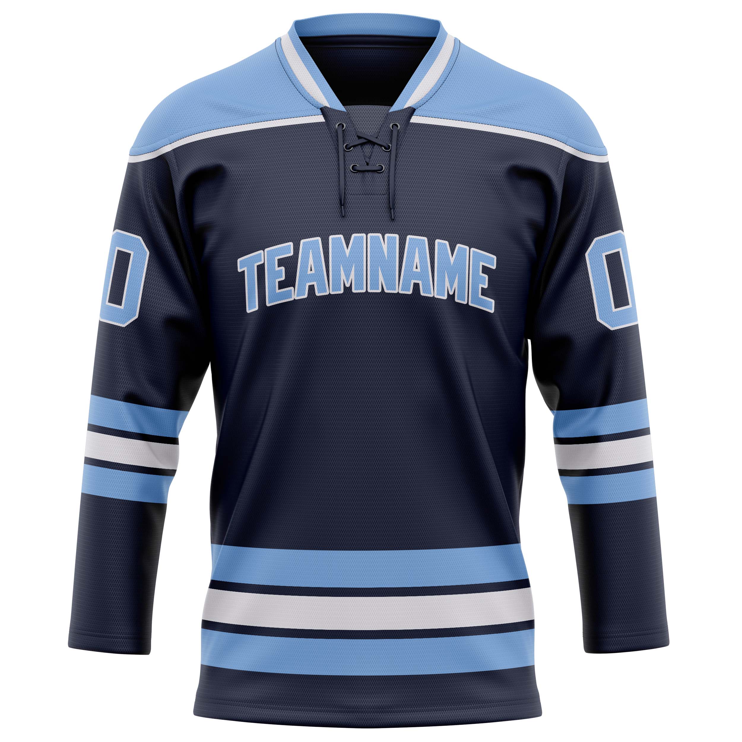 Custom Navy Light Blue Solid Colour Hockey Jersey