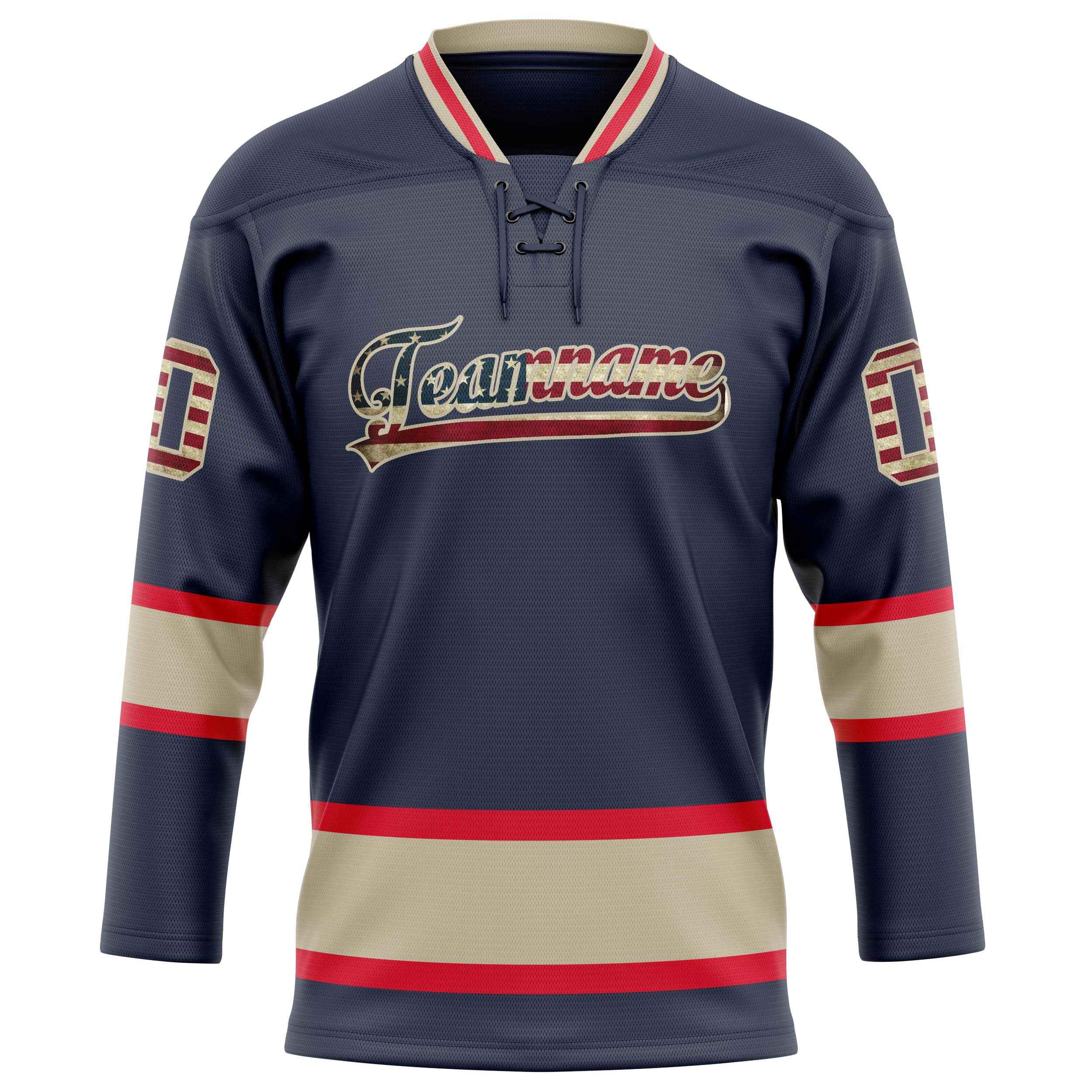 Custom Navy Cream Solid Colour Hockey Jersey