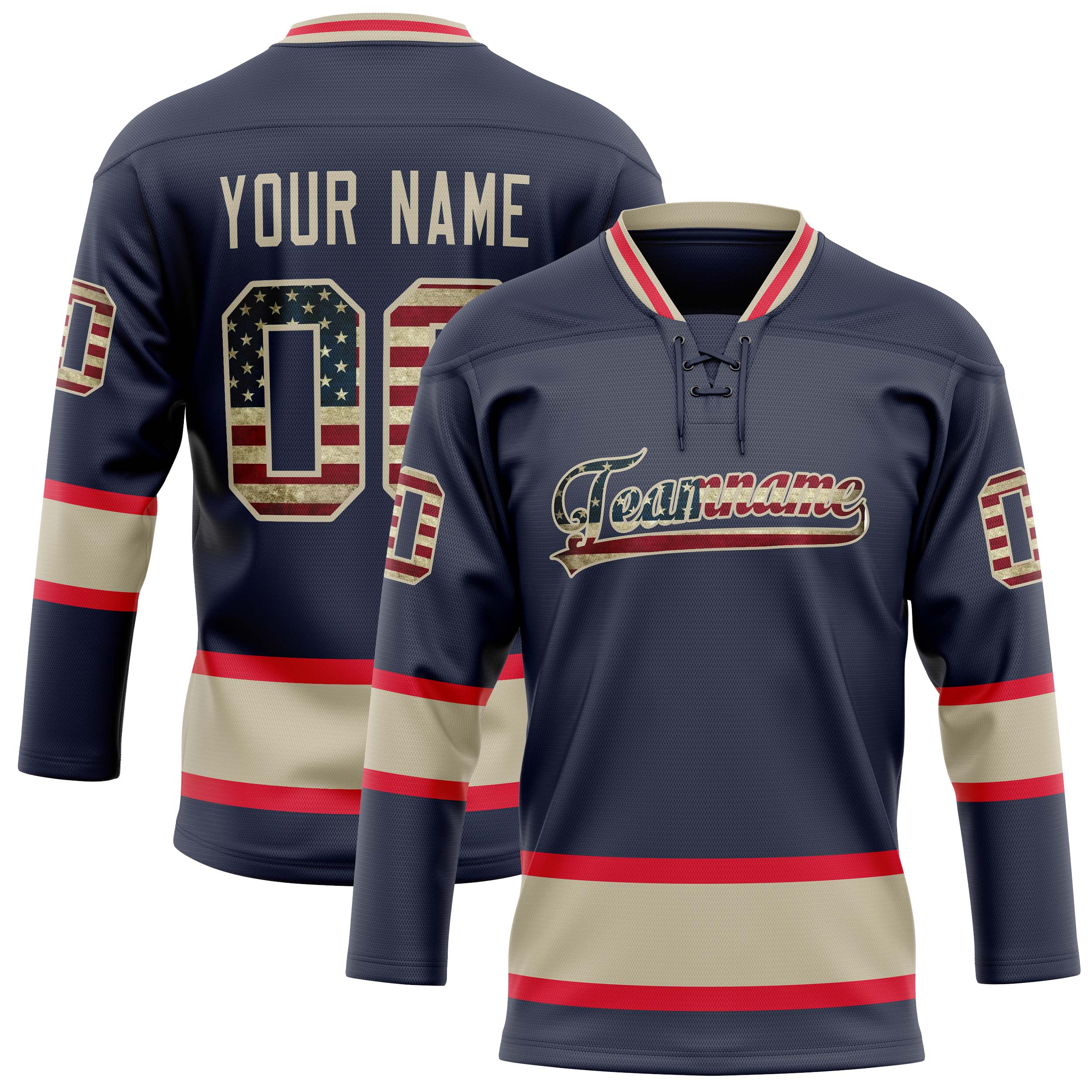 Custom Navy Cream Solid Colour Hockey Jersey