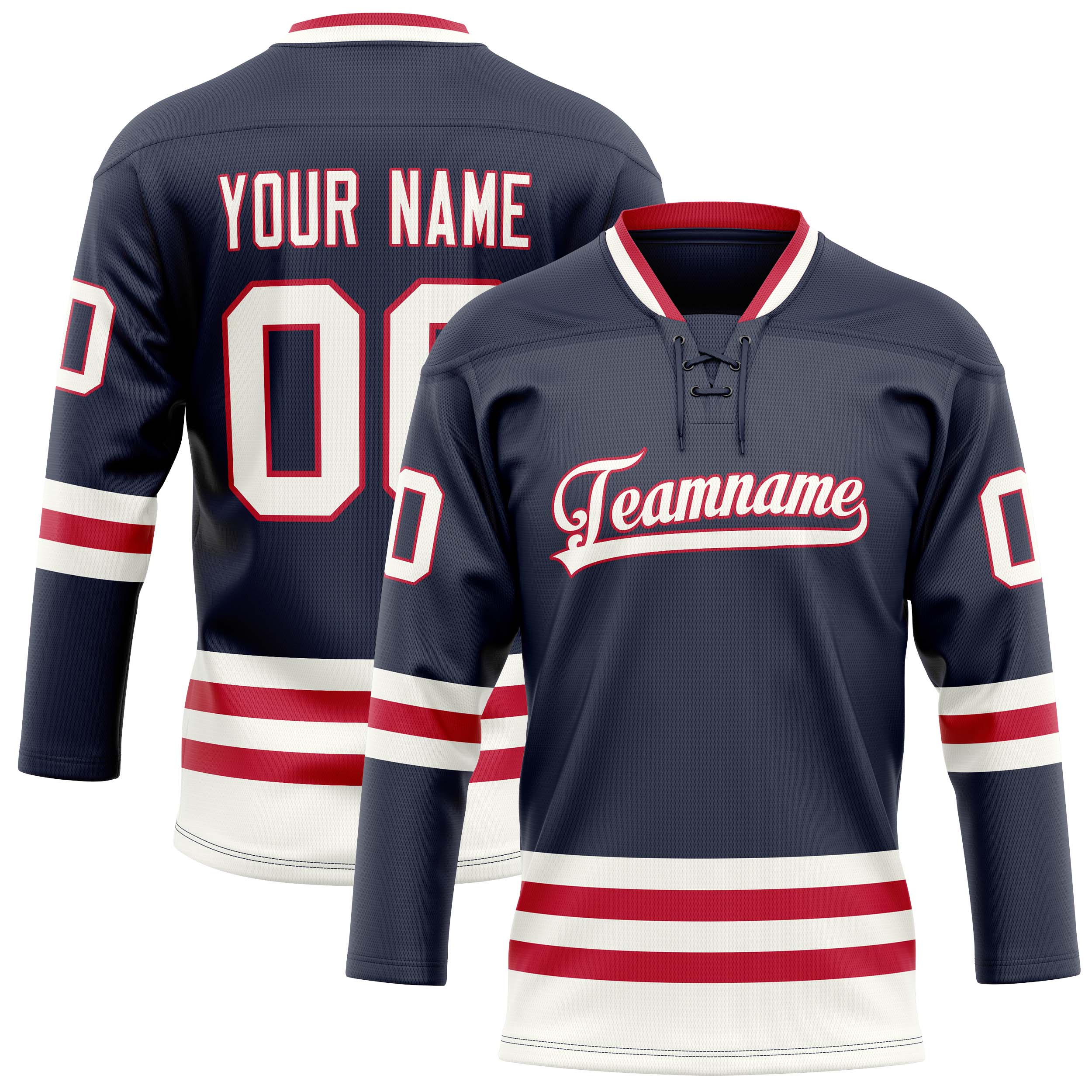 Custom Navy White Solid Colour Hockey Jersey