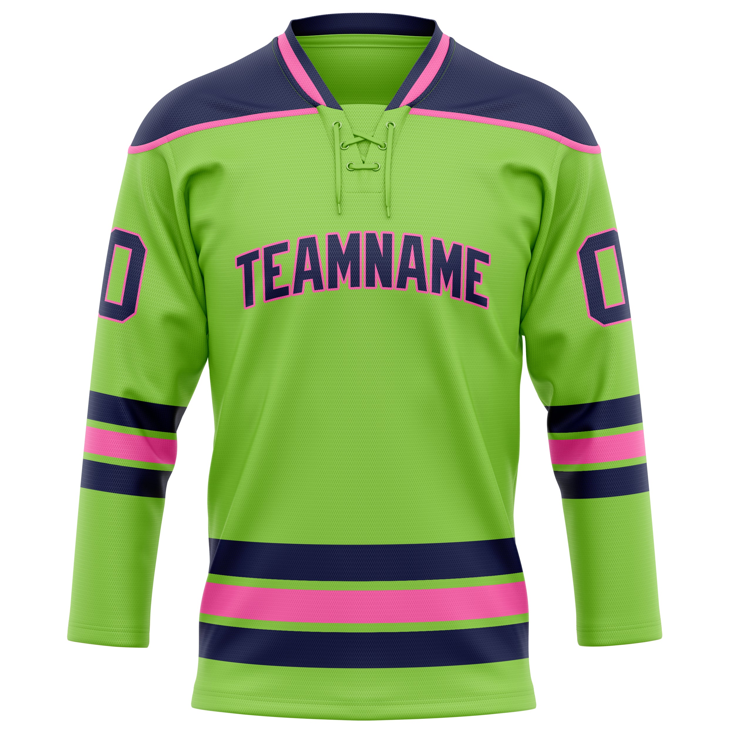 Custom Neon Green Navy Solid Colour Hockey Jersey