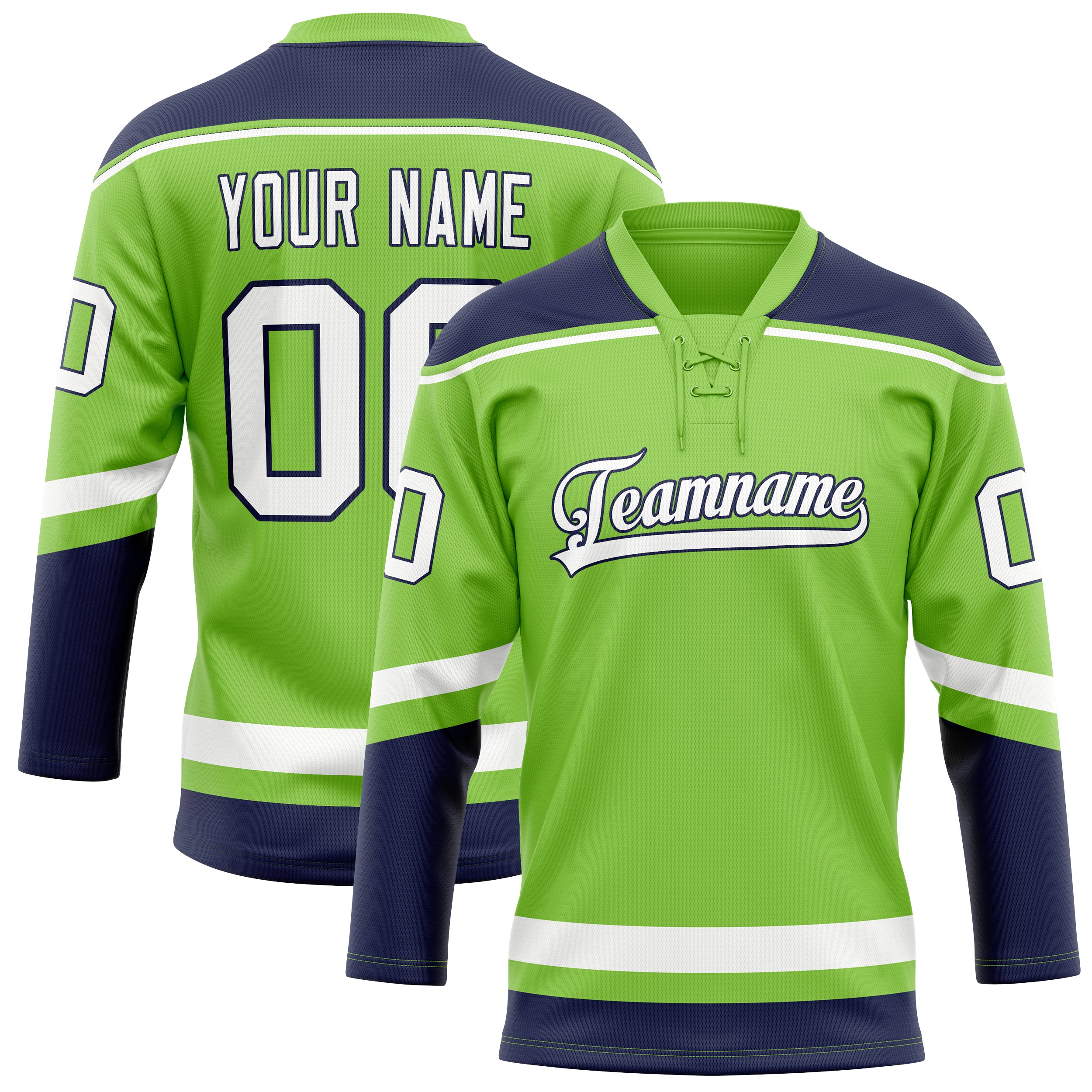 Custom Neon Green White Solid Colour Hockey Jersey
