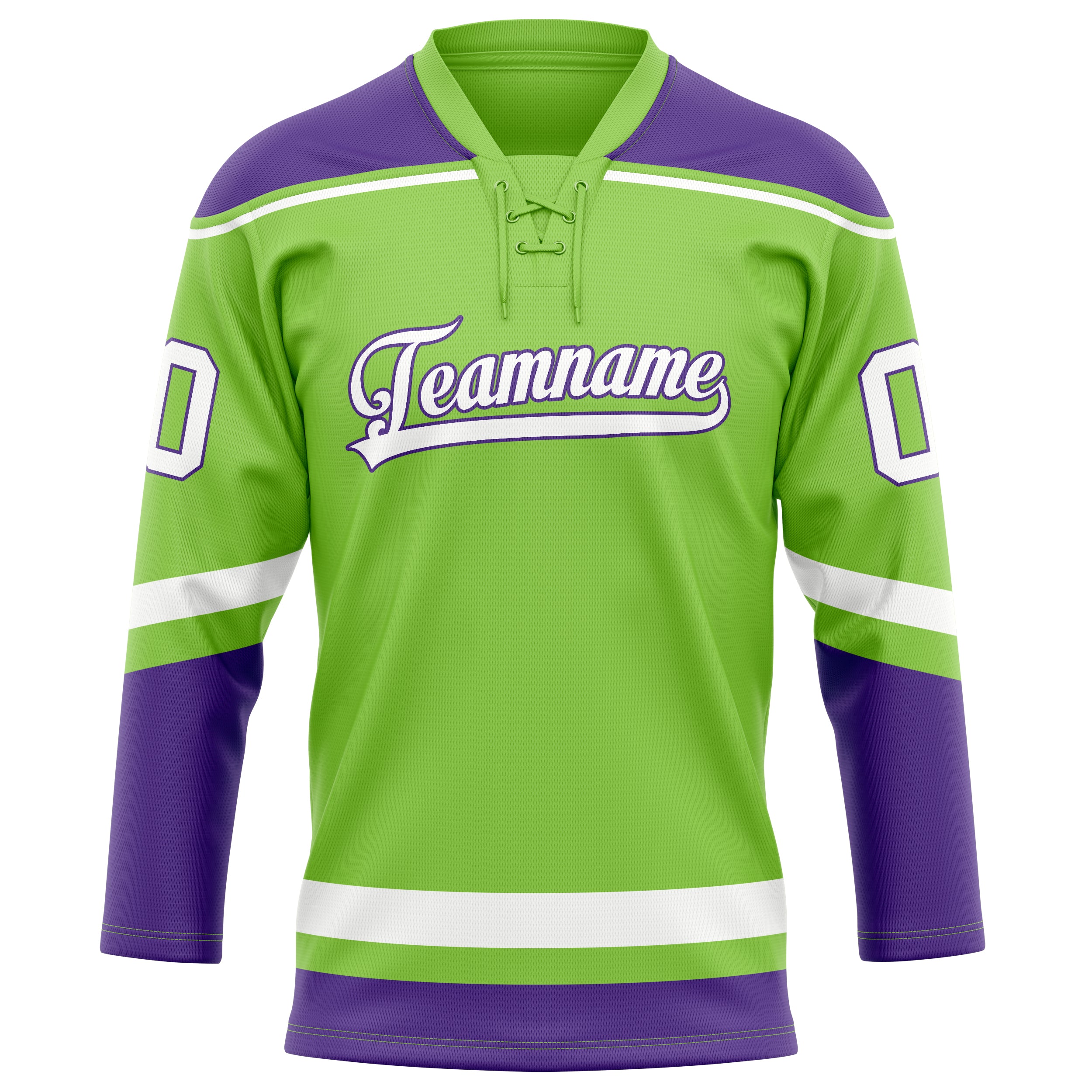 Custom Neon Green Purple Solid Colour Hockey Jersey