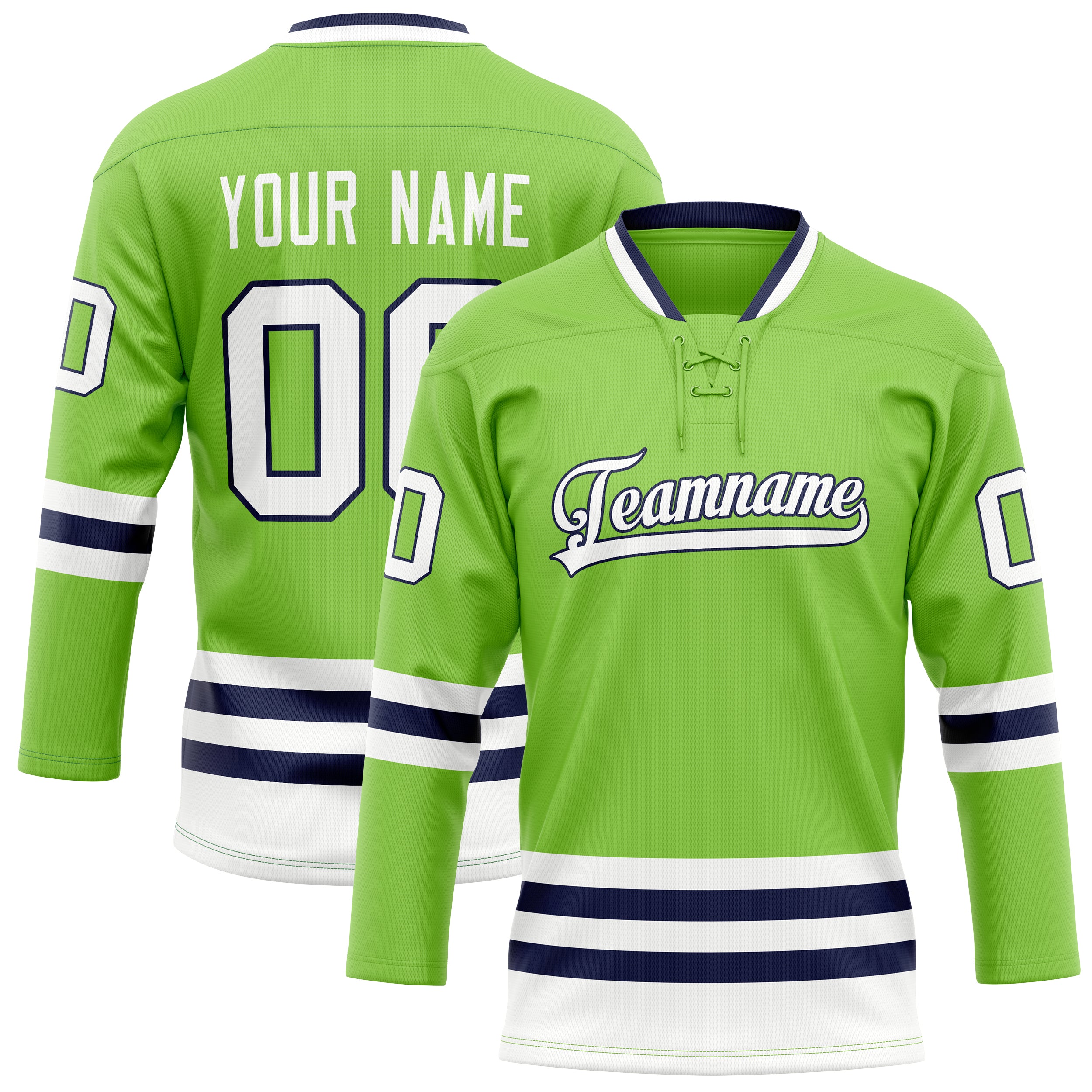 Custom Neon Green White Solid Colour Hockey Jersey