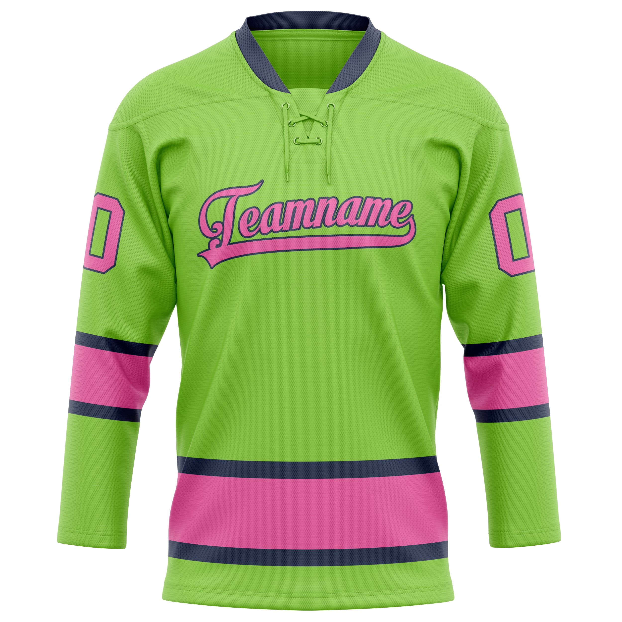 Custom Neon Green Pink Solid Colour Hockey Jersey
