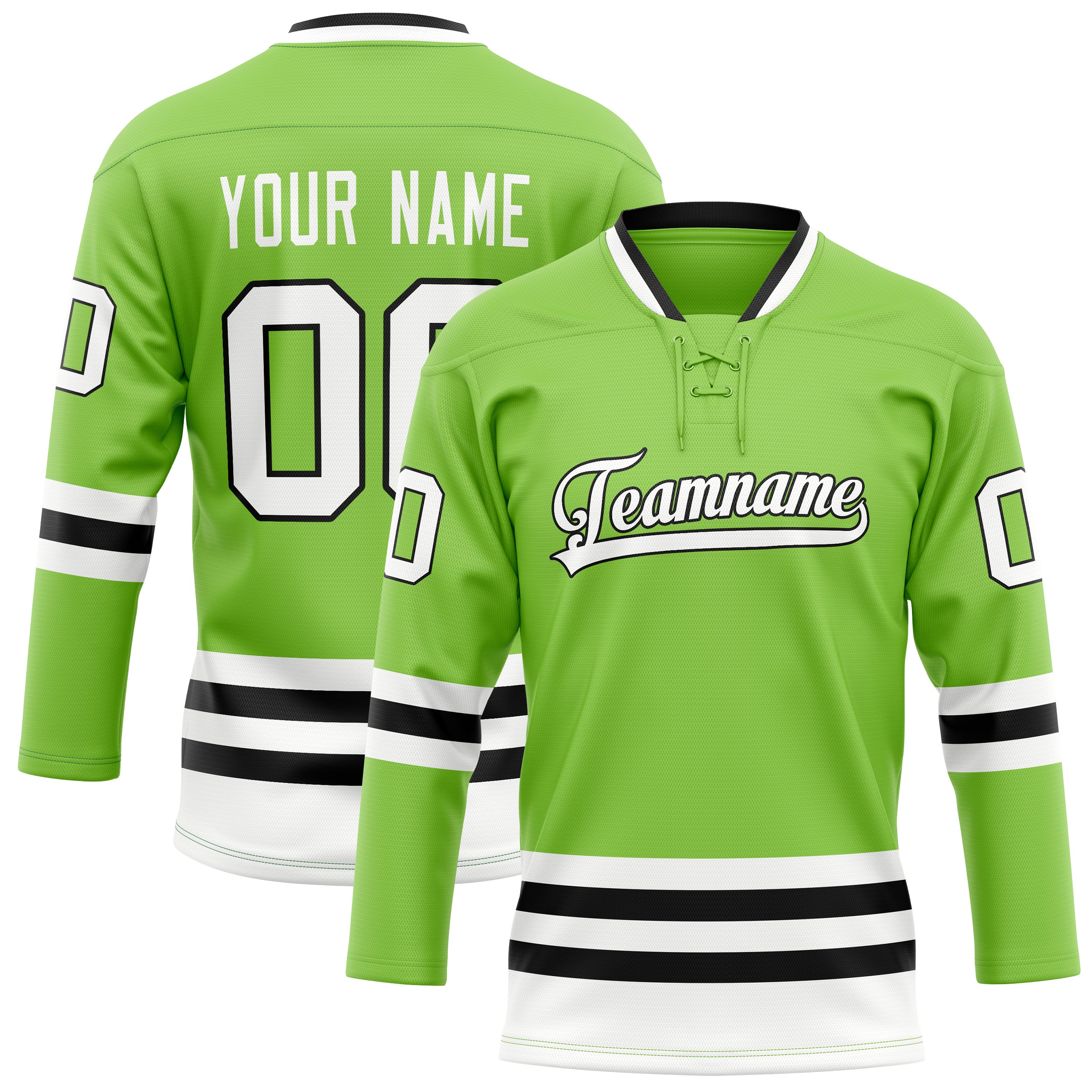 Custom Neon Green White Solid Colour Hockey Jersey