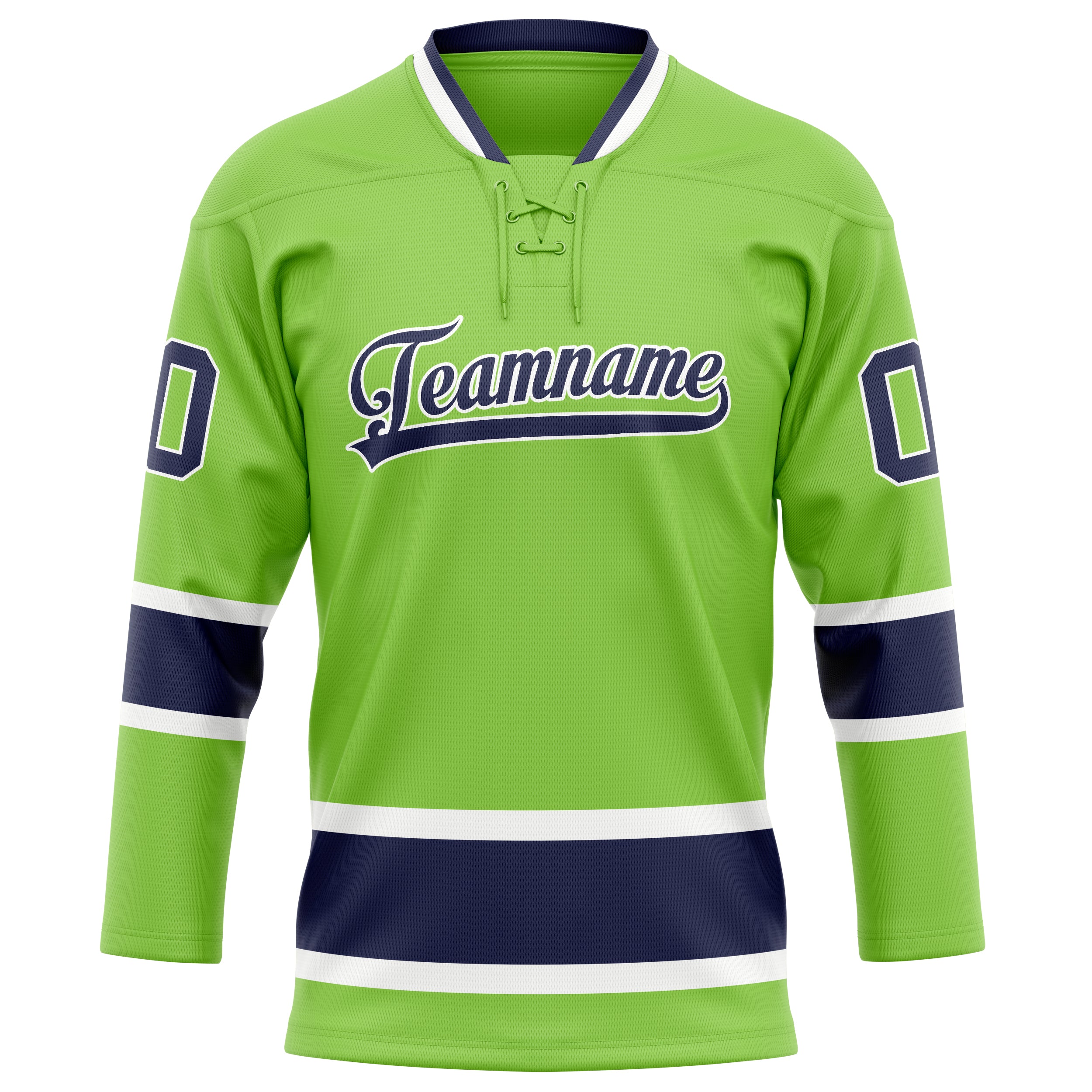 Custom Neon Green Navy Solid Colour Hockey Jersey