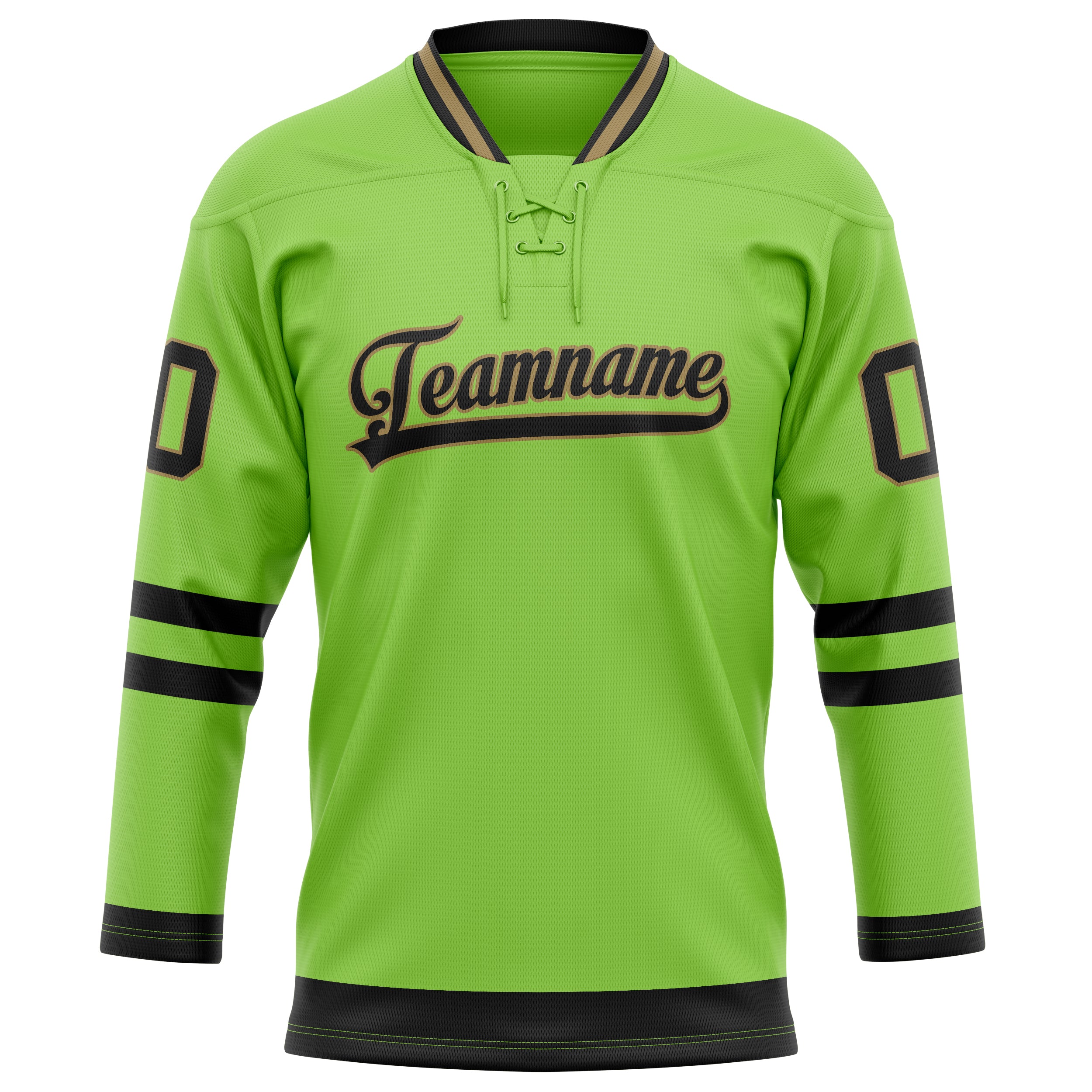 Custom Neon Green Black Solid Colour Hockey Jersey