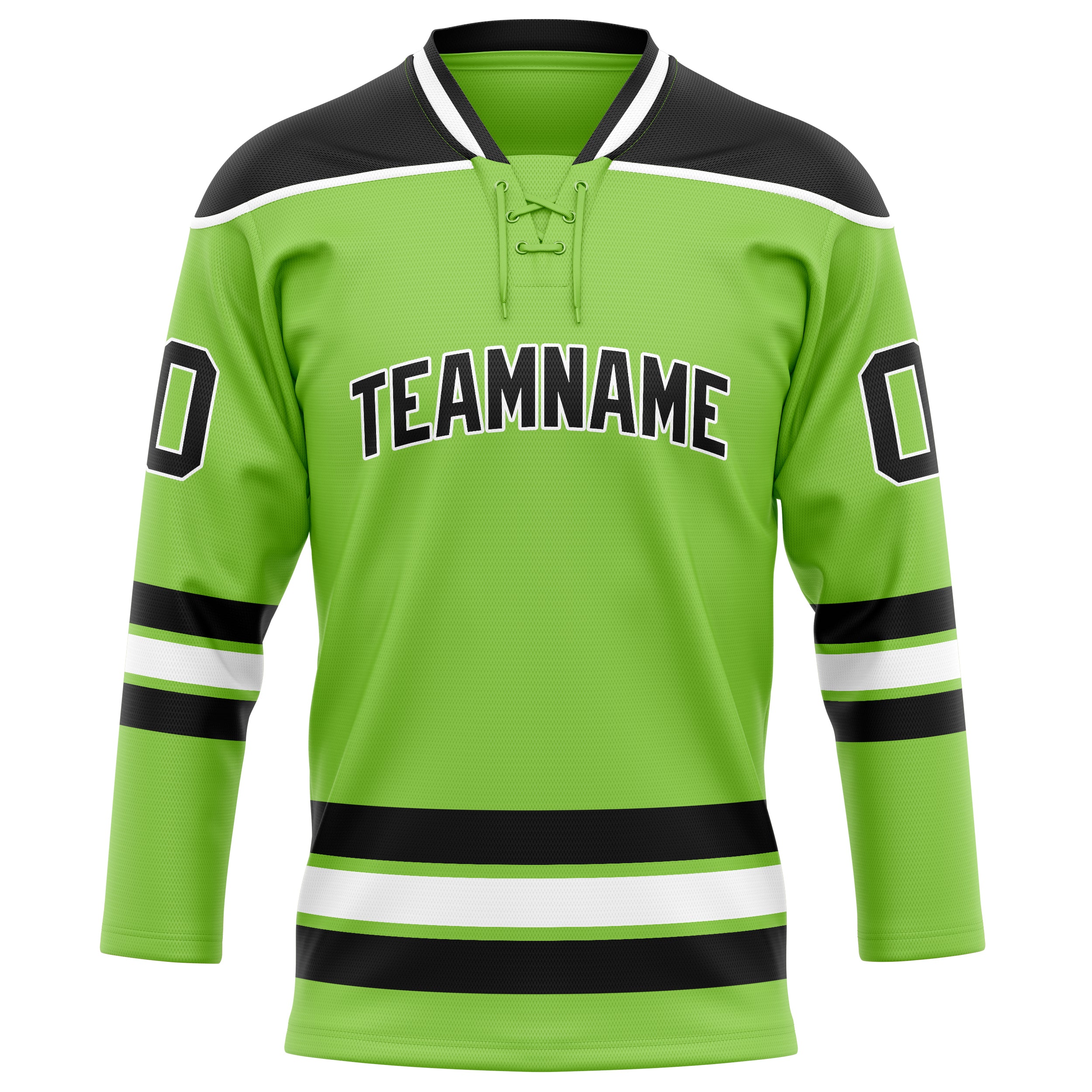 Custom Neon Green Black Solid Colour Hockey Jersey