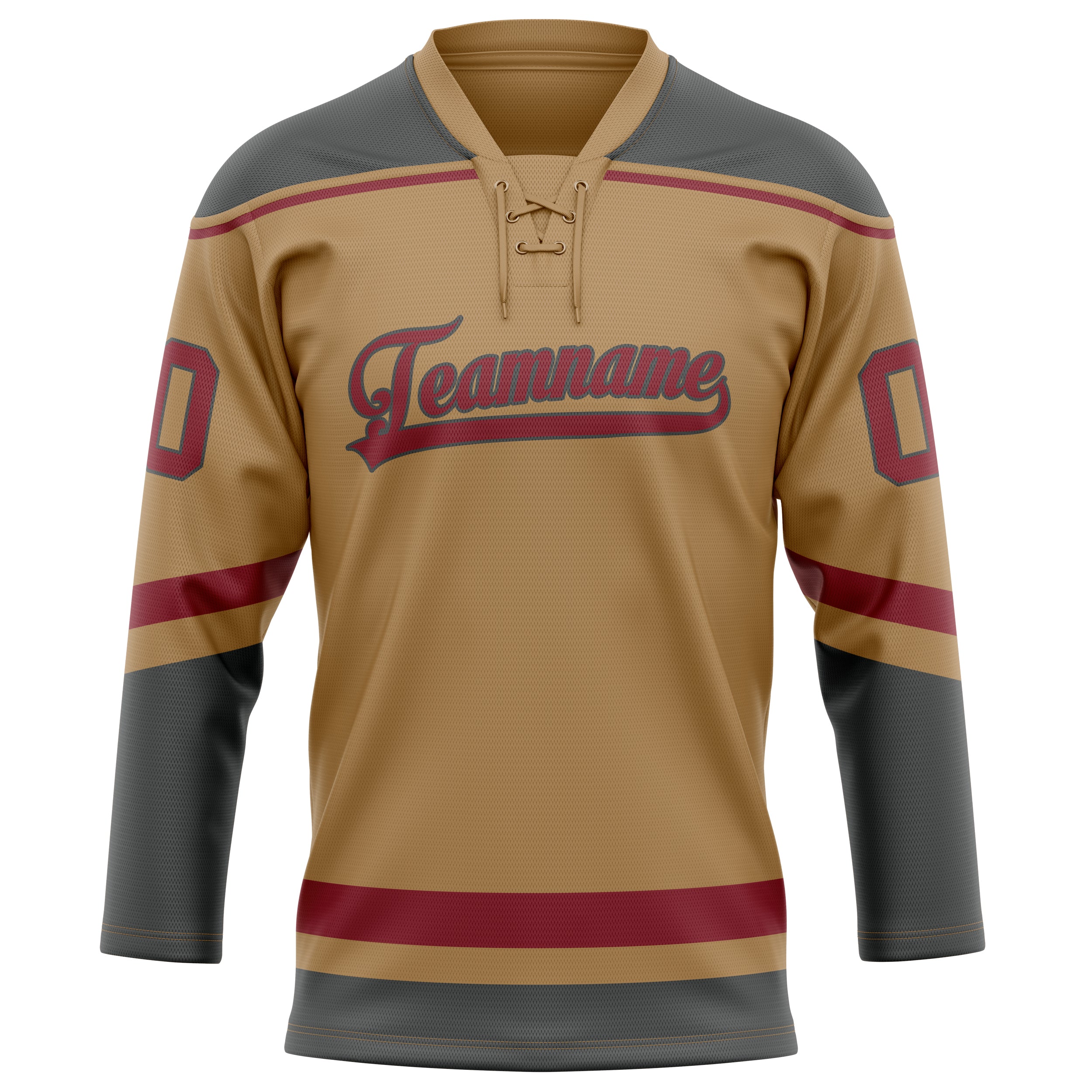 Custom Old Gold Crimson Solid Colour Hockey Jersey