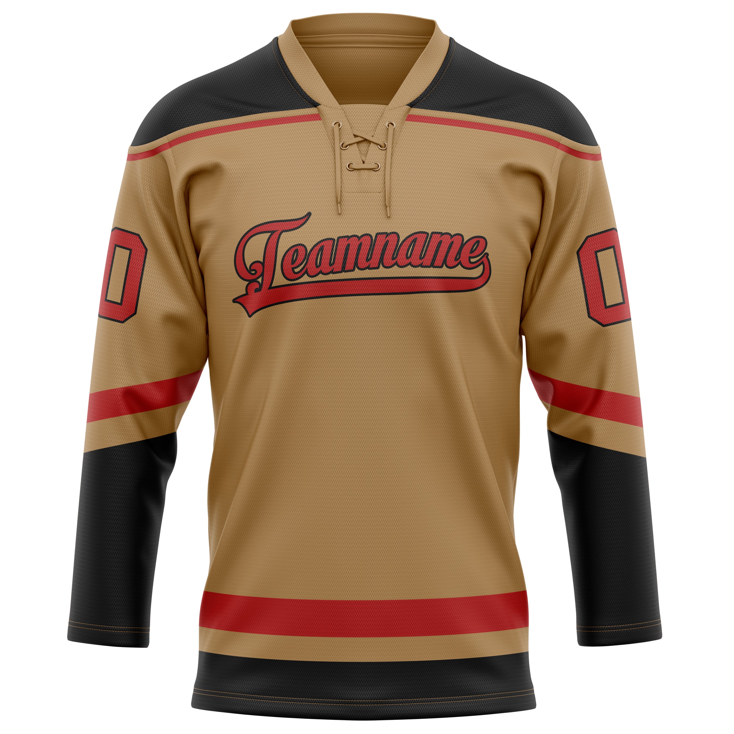 Custom Old Gold Black Solid Colour Hockey Jersey