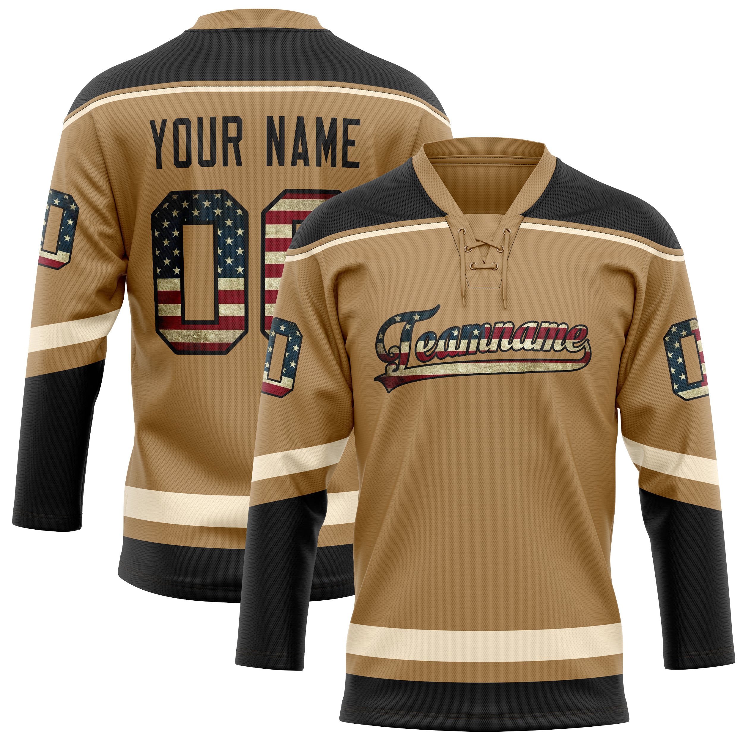 Custom Old Gold Cream Solid Colour Hockey Jersey