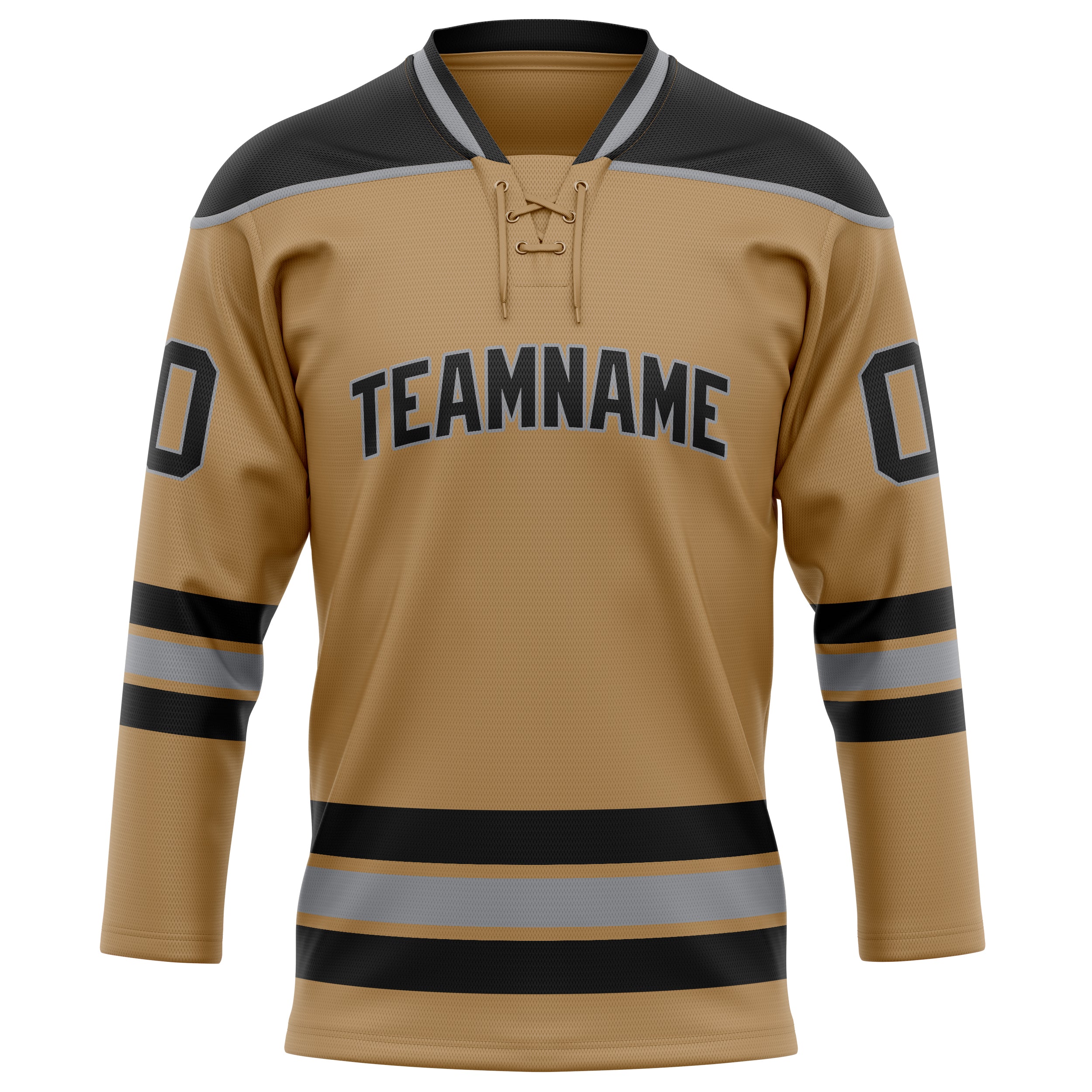 Custom Old Gold Black Solid Colour Hockey Jersey