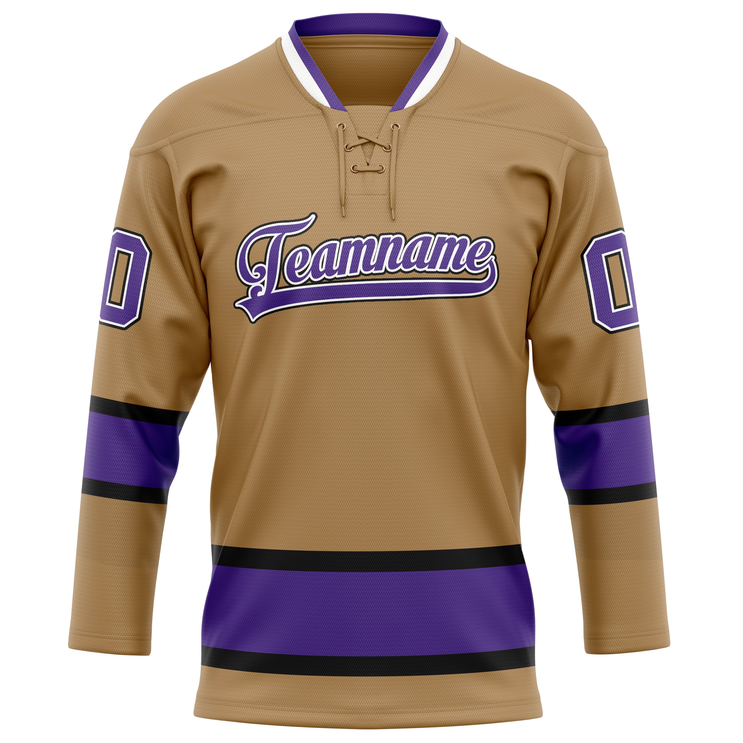 Custom Old Gold Purple Solid Colour Hockey Jersey